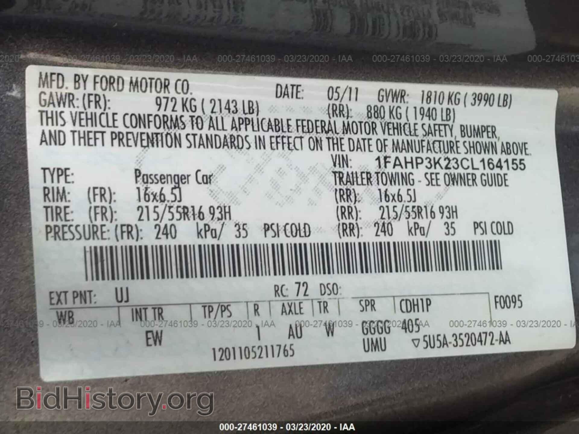 2012 FORD FOCUS - VIN: 1FAHP3K23CL164155 - Фото 9