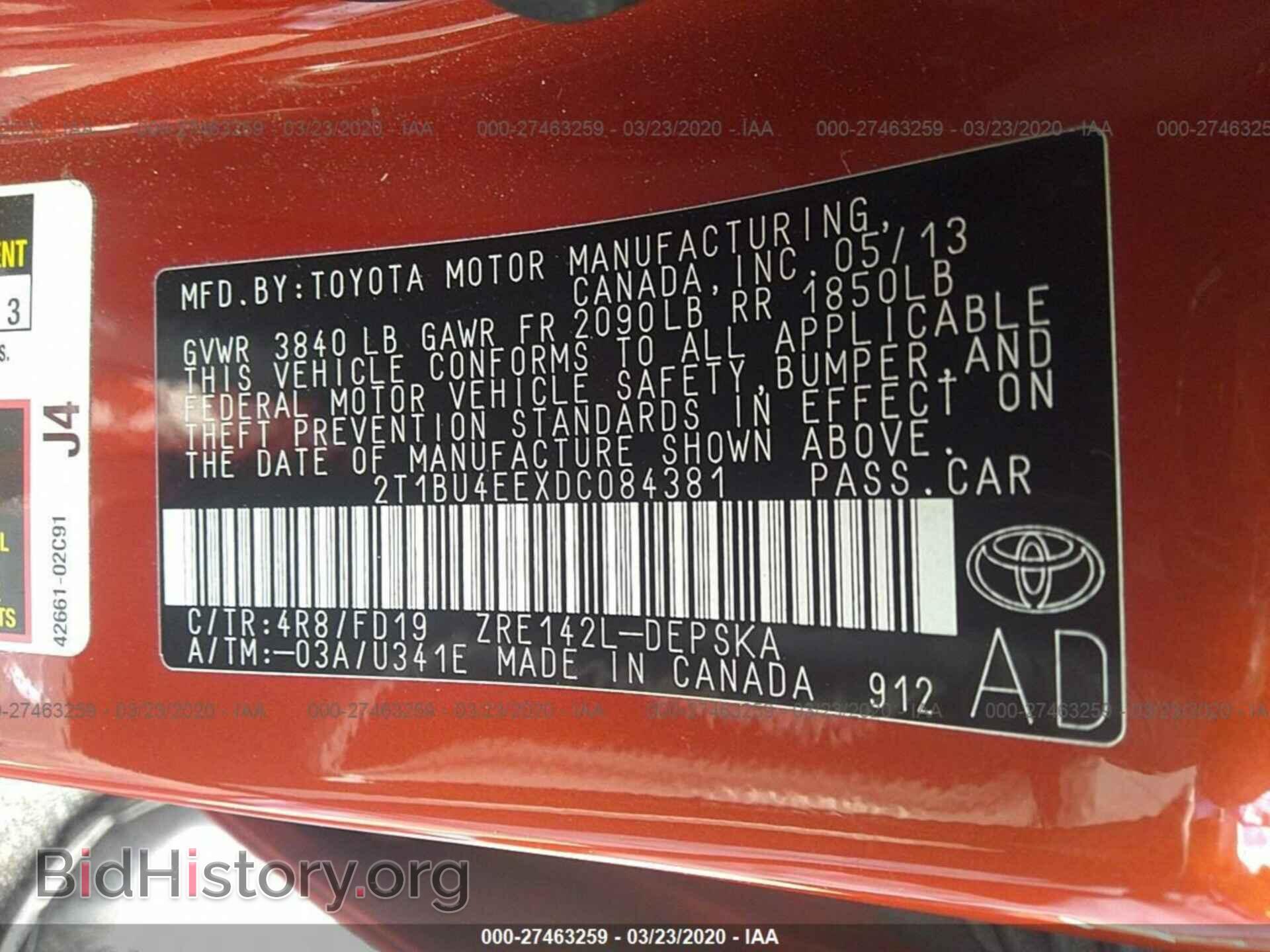 2013 TOYOTA COROLLA - VIN: 2T1BU4EEXDC084381 - Фото 9