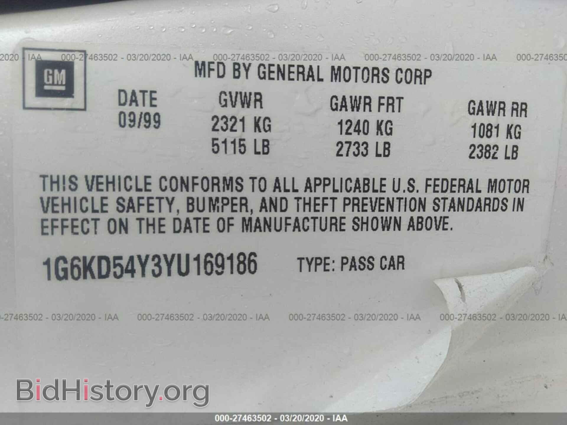 2000 CADILLAC DEVILLE - VIN: 1G6KD54Y3YU169186 - Photo 9