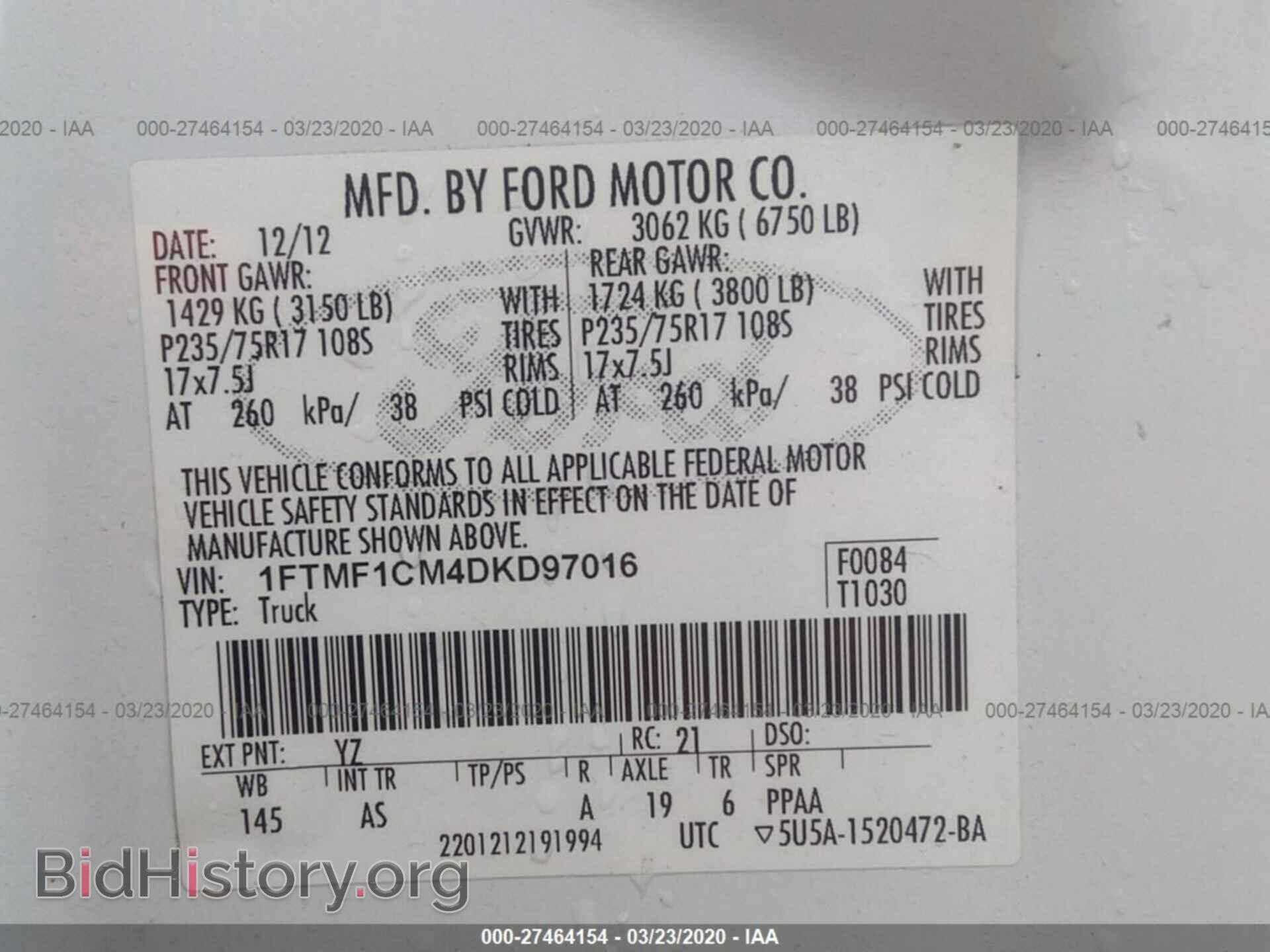 2013 FORD F150 - VIN: 1FTMF1CM4DKD97016 - Фото 9