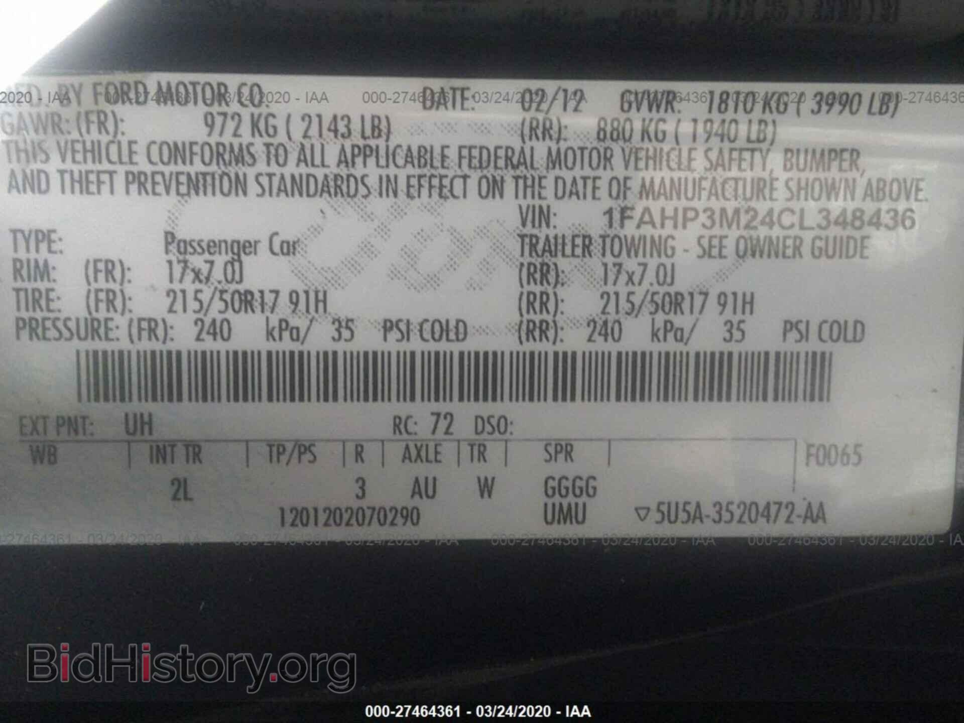 2012 FORD FOCUS - VIN: 1FAHP3M24CL348436 - Фото 9