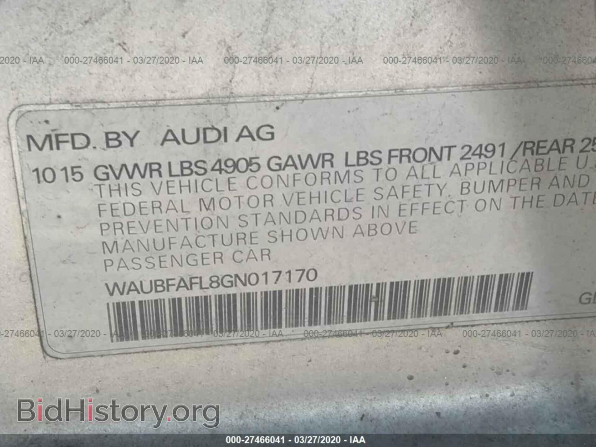 2016 AUDI A4 - VIN: WAUBFAFL8GN017170 - Фото 9