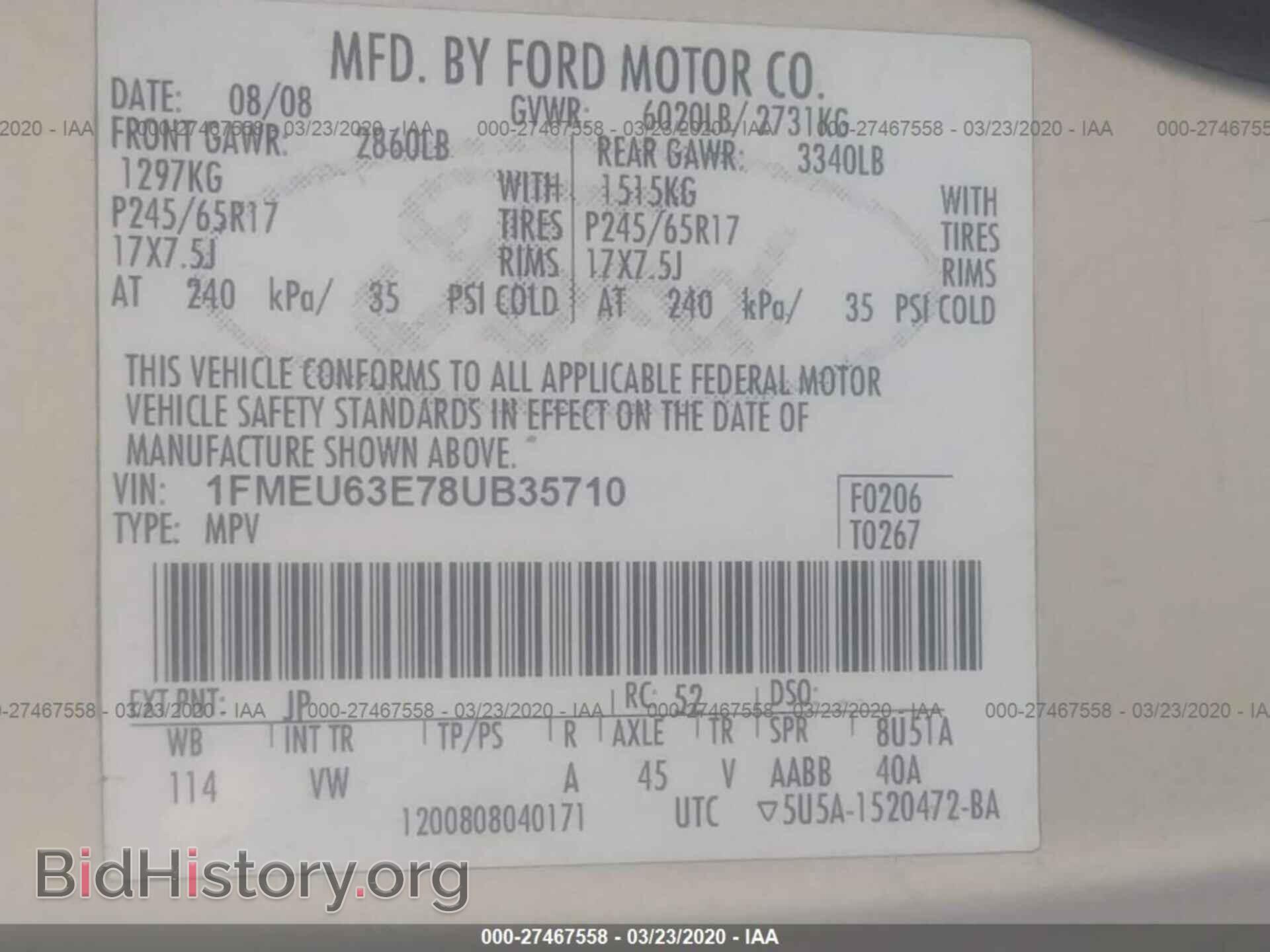 2008 FORD EXPLORER - VIN: 1FMEU63E78UB35710 - Фото 9