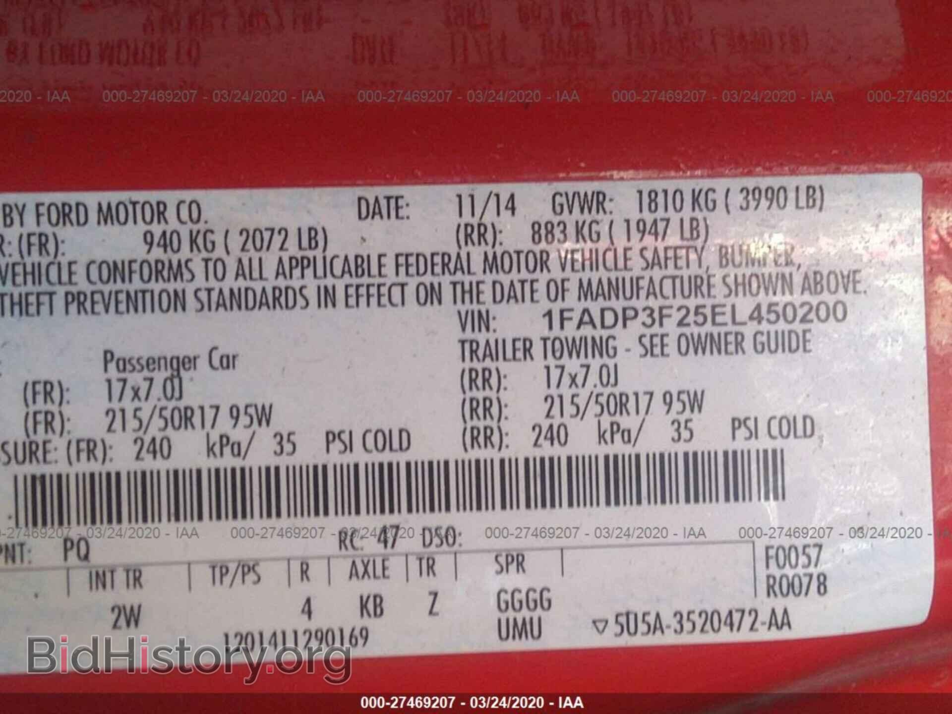 2014 FORD FOCUS - VIN: 1FADP3F25EL450200 - Фото 9