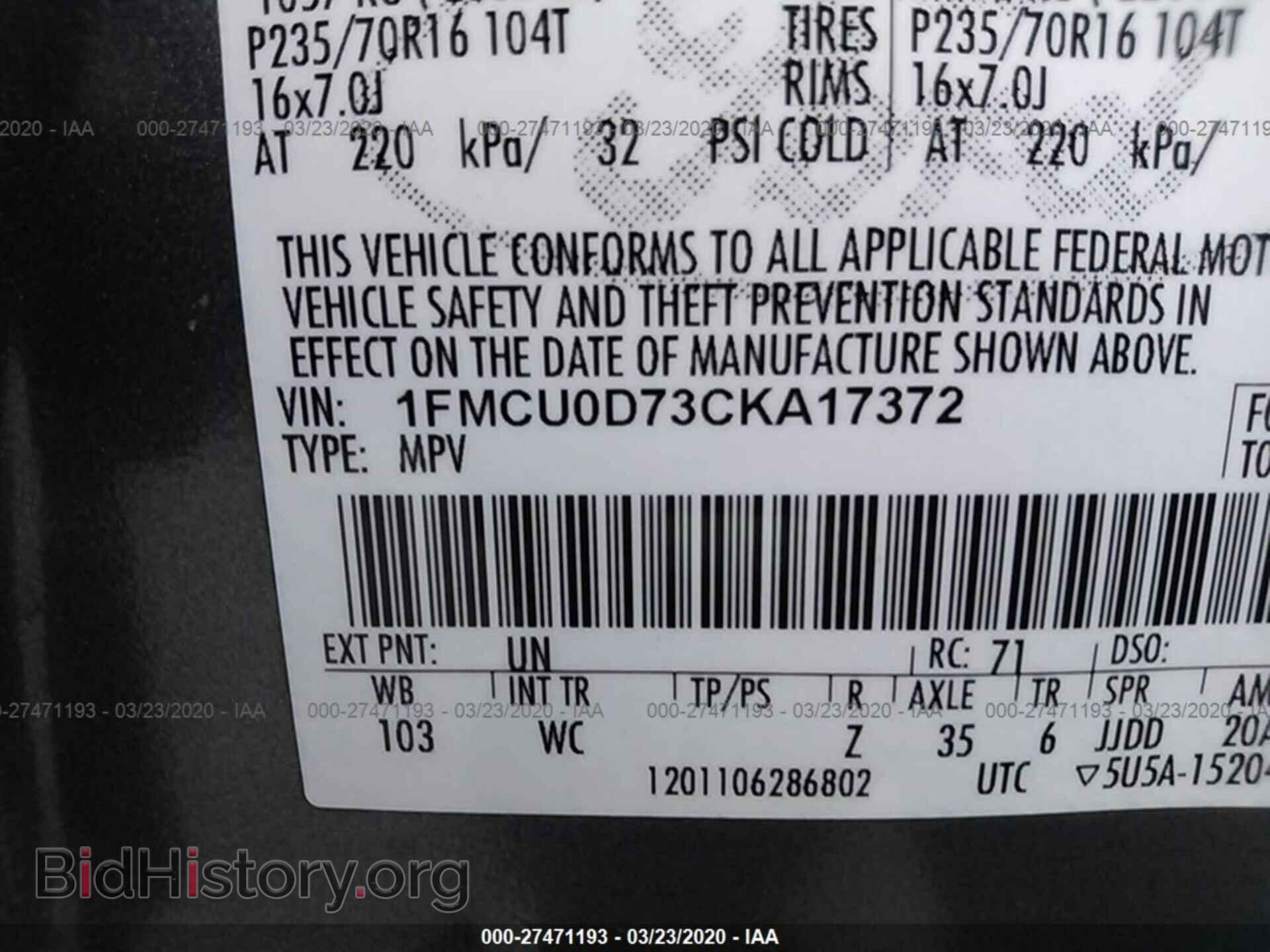 2012 FORD ESCAPE - VIN: 1FMCU0D73CKA17372 - Photo 9
