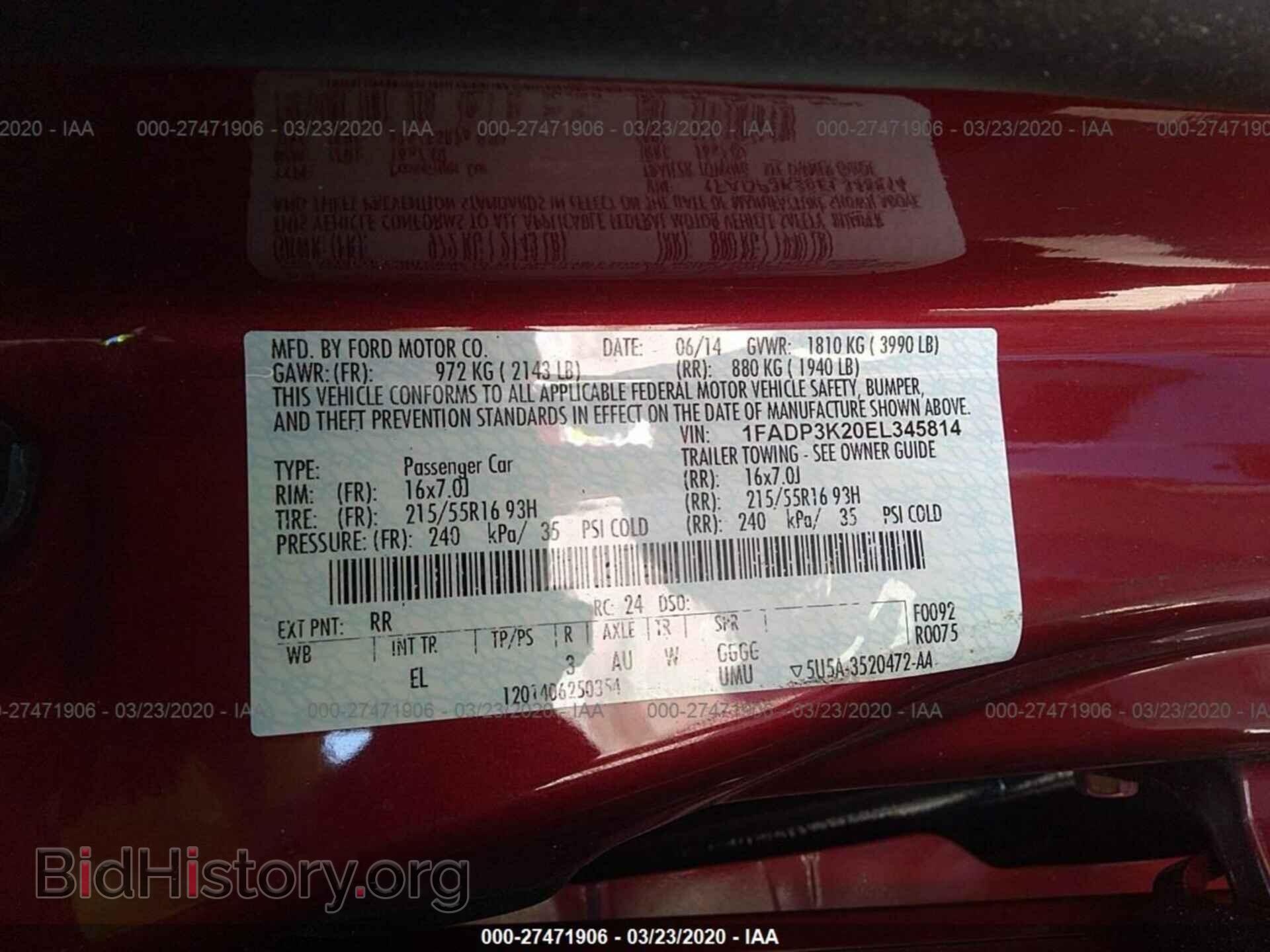 2014 FORD FOCUS - VIN: 1FADP3K20EL345814 - Фото 9