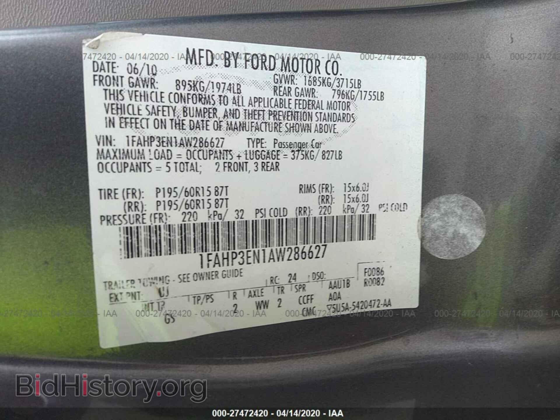 2010 FORD FOCUS - VIN: 1FAHP3EN1AW286627 - Фото 9