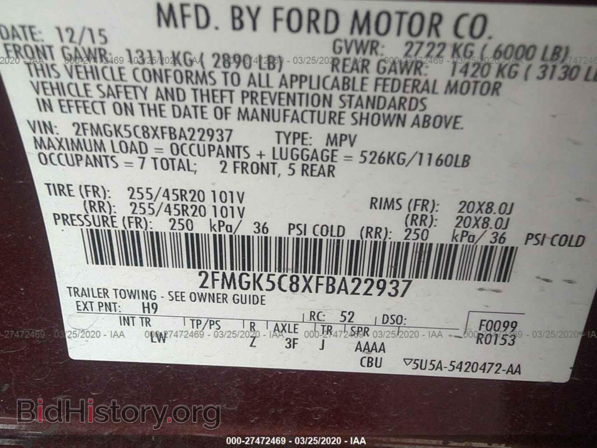 2015 FORD FLEX - VIN: 2FMGK5C8XFBA22937 - Photo 9
