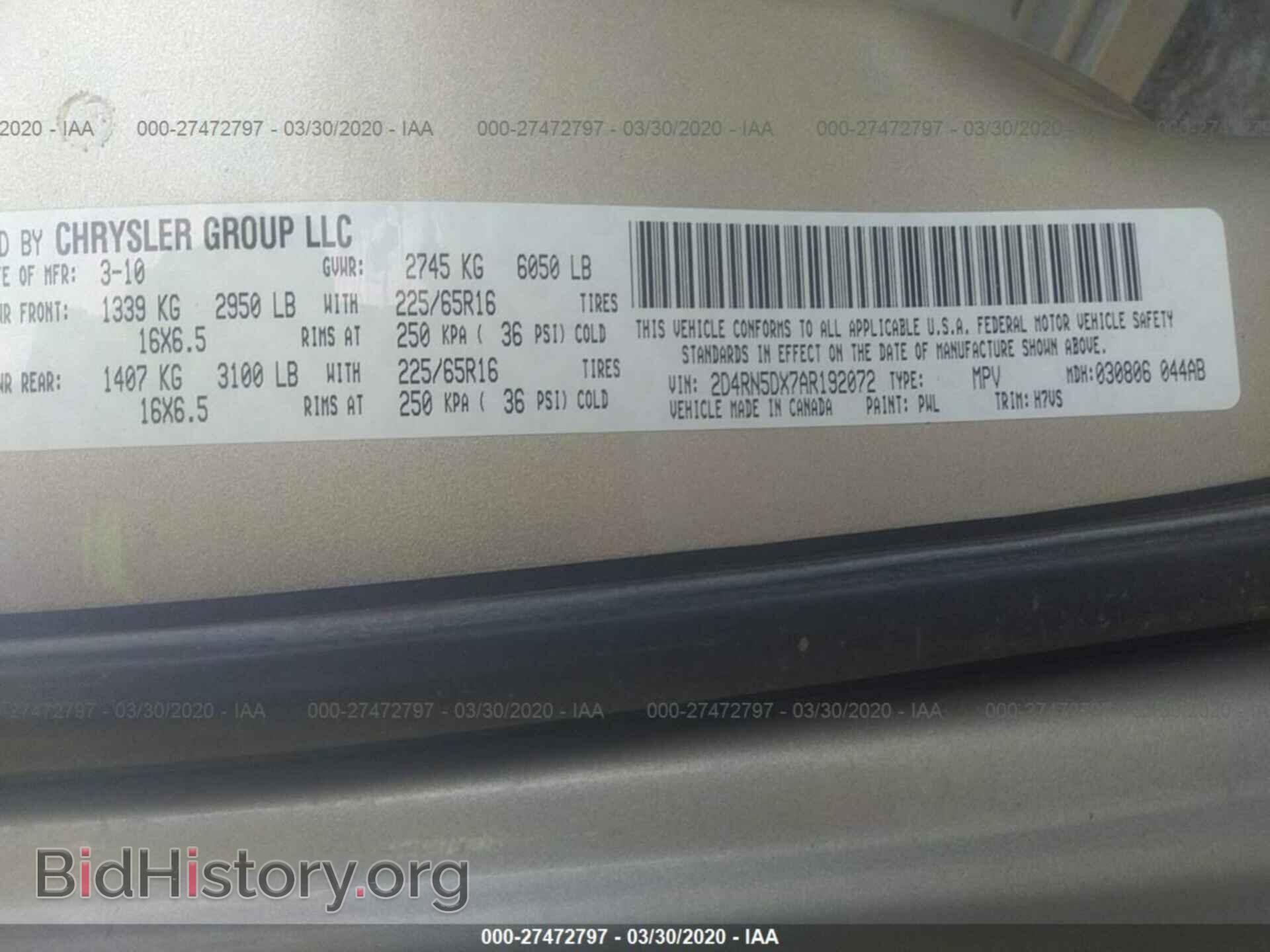 2010 DODGE GRAND CARAVAN - VIN: 2D4RN5DX7AR192072 - Фото 9