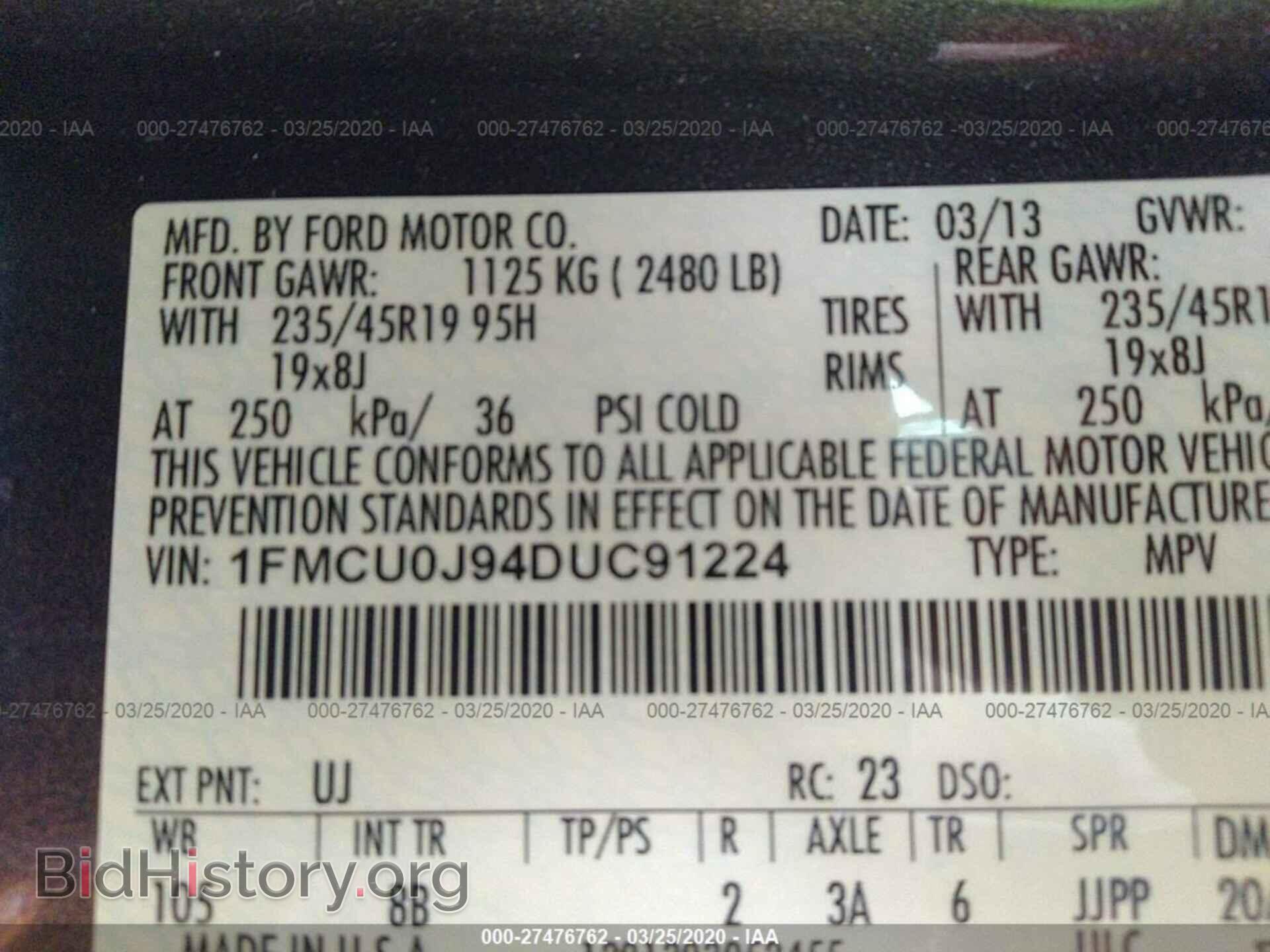 2013 FORD ESCAPE - VIN: 1FMCU0J94DUC91224 - Фото 9