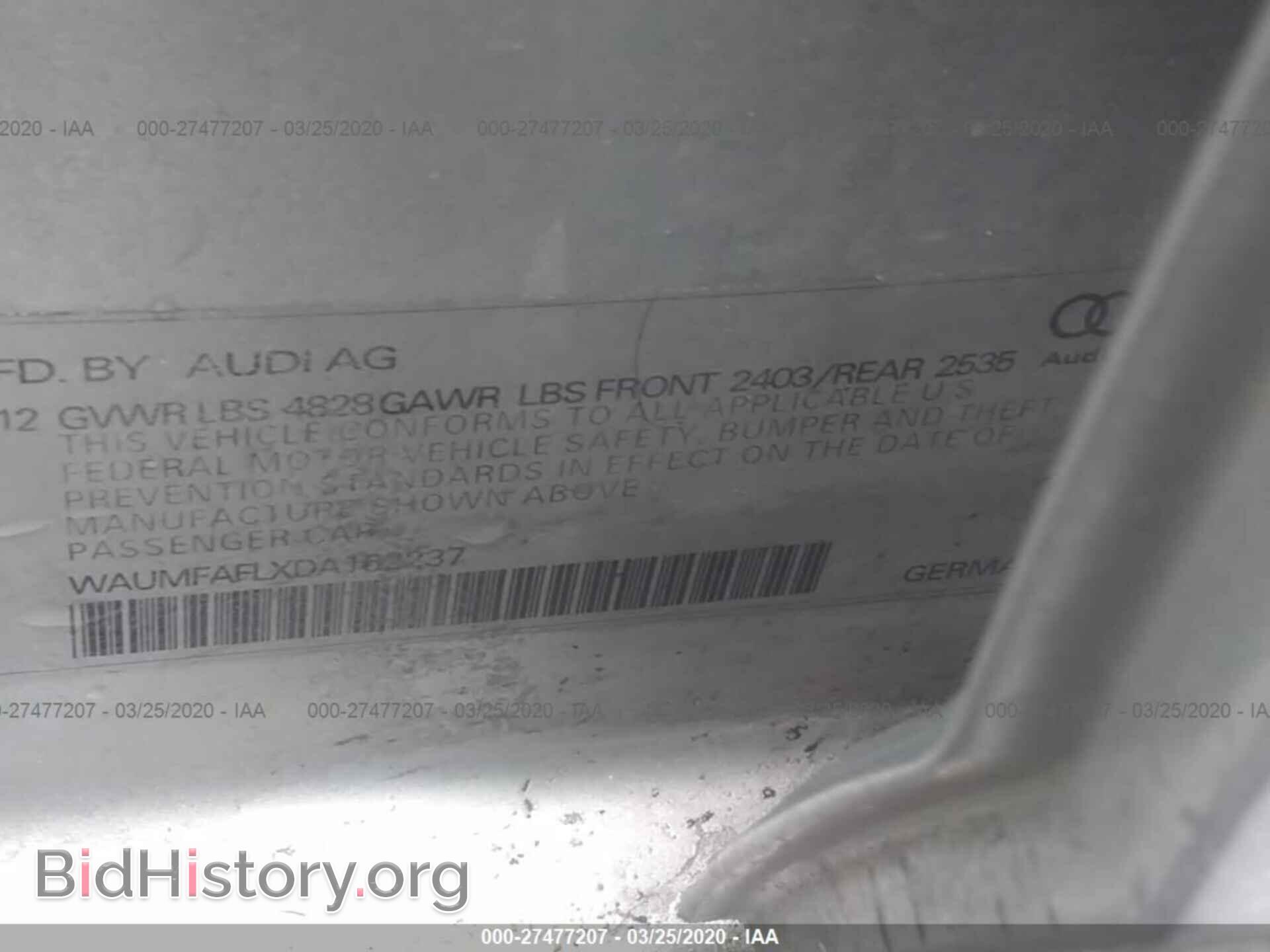 2013 AUDI A4 - VIN: WAUMFAFLXDA162237 - Фото 9