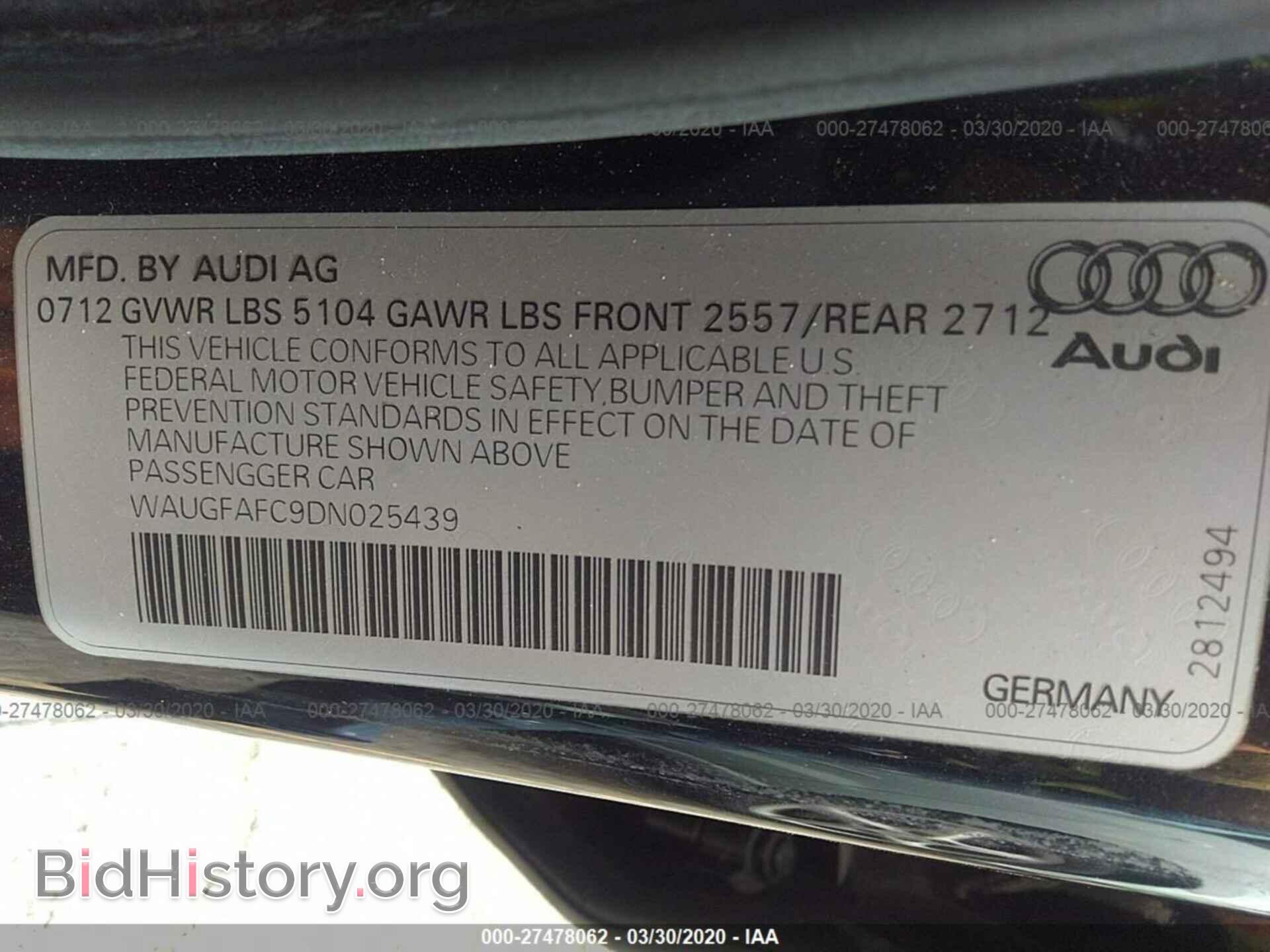 2013 AUDI A6 - VIN: WAUGFAFC9DN025439 - Photo 9