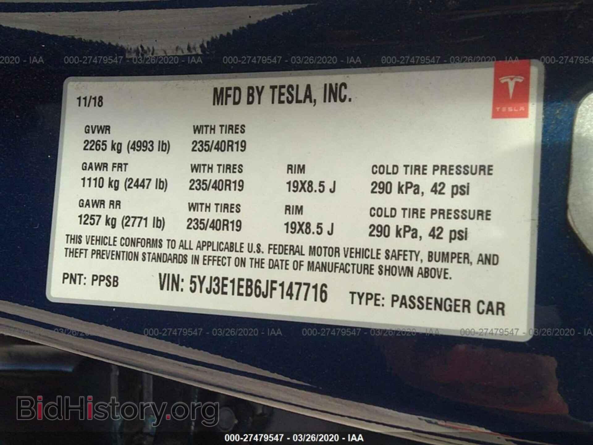 2018 TESLA MODEL 3 - VIN: 5YJ3E1EB6JF147716 - Photo 9