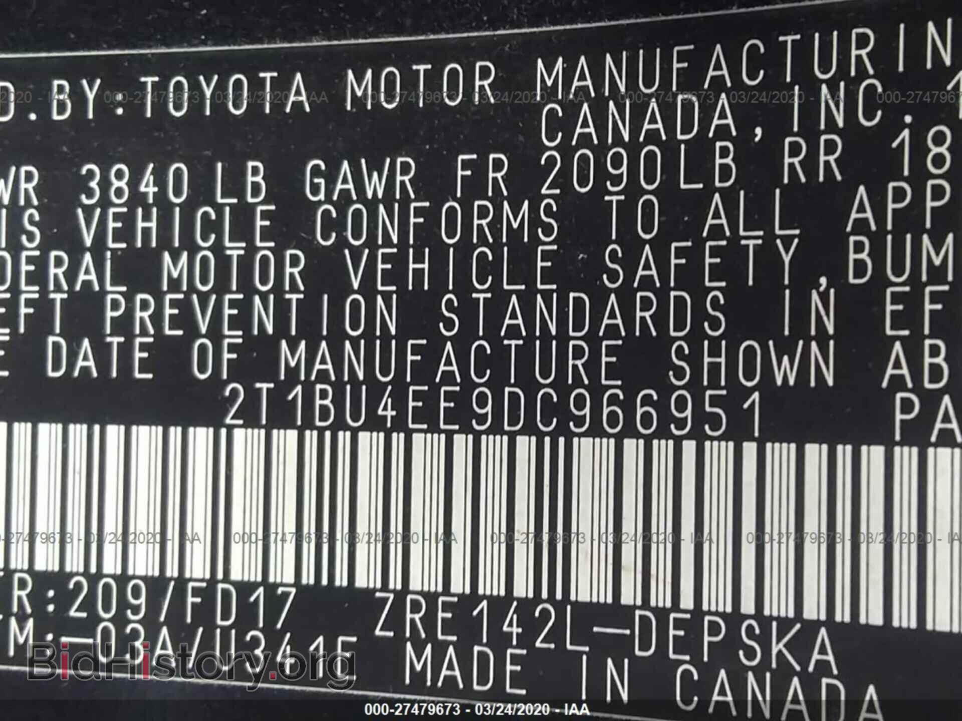 2013 TOYOTA COROLLA - VIN: 2T1BU4EE9DC966951 - Фото 9
