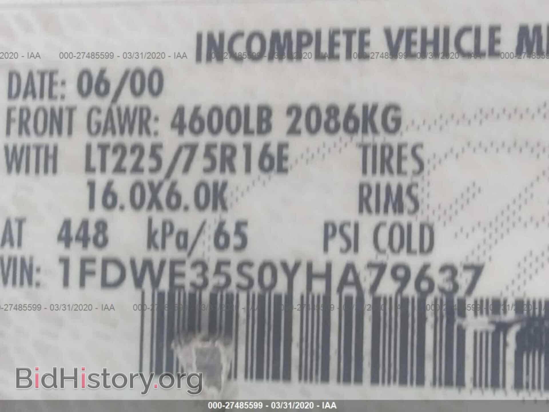 2000 FORD ECONOLINE - VIN: 1FDWE35S0YHA79637 - Фото 9