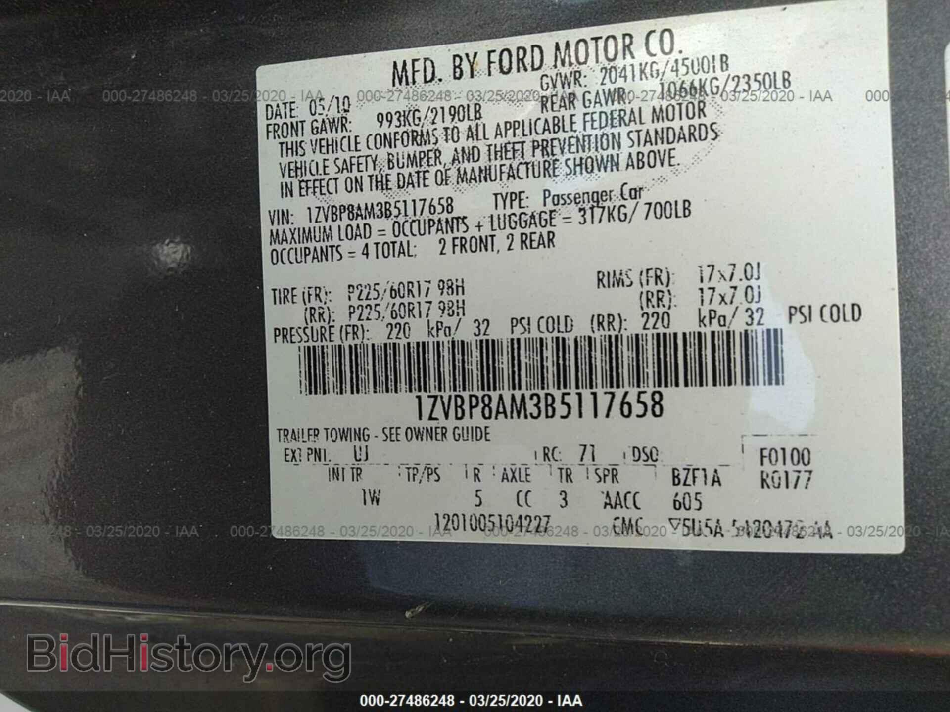 2011 FORD MUSTANG - VIN: 1ZVBP8AM3B5117658 - Фото 9