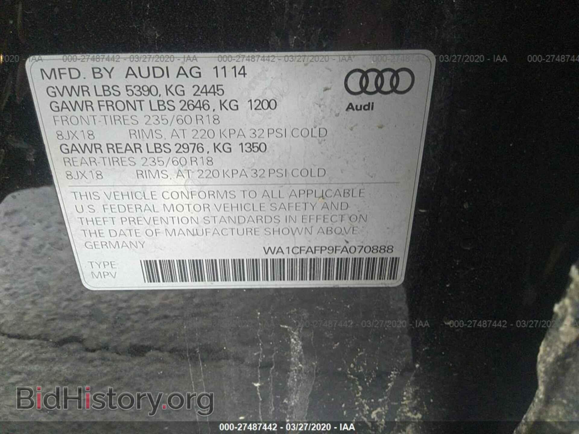 2015 AUDI Q5 - VIN: WA1CFAFP9FA070888 - Photo 9