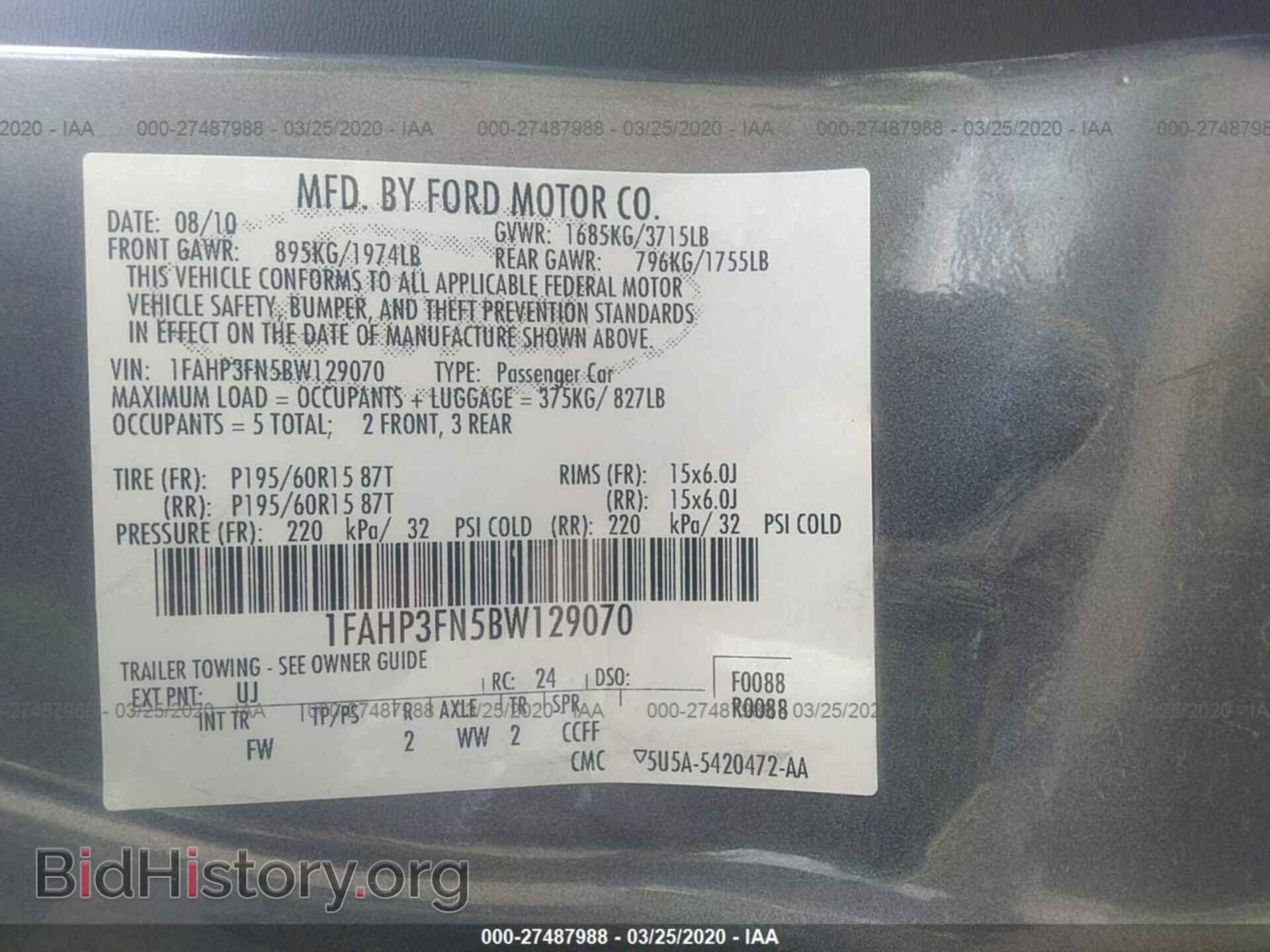 2011 FORD FOCUS - VIN: 1FAHP3FN5BW129070 - Фото 9