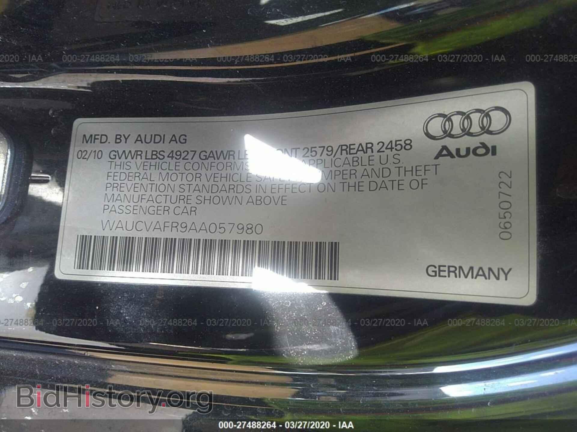 2010 AUDI S5 - VIN: WAUCVAFR9AA057980 - Фото 9