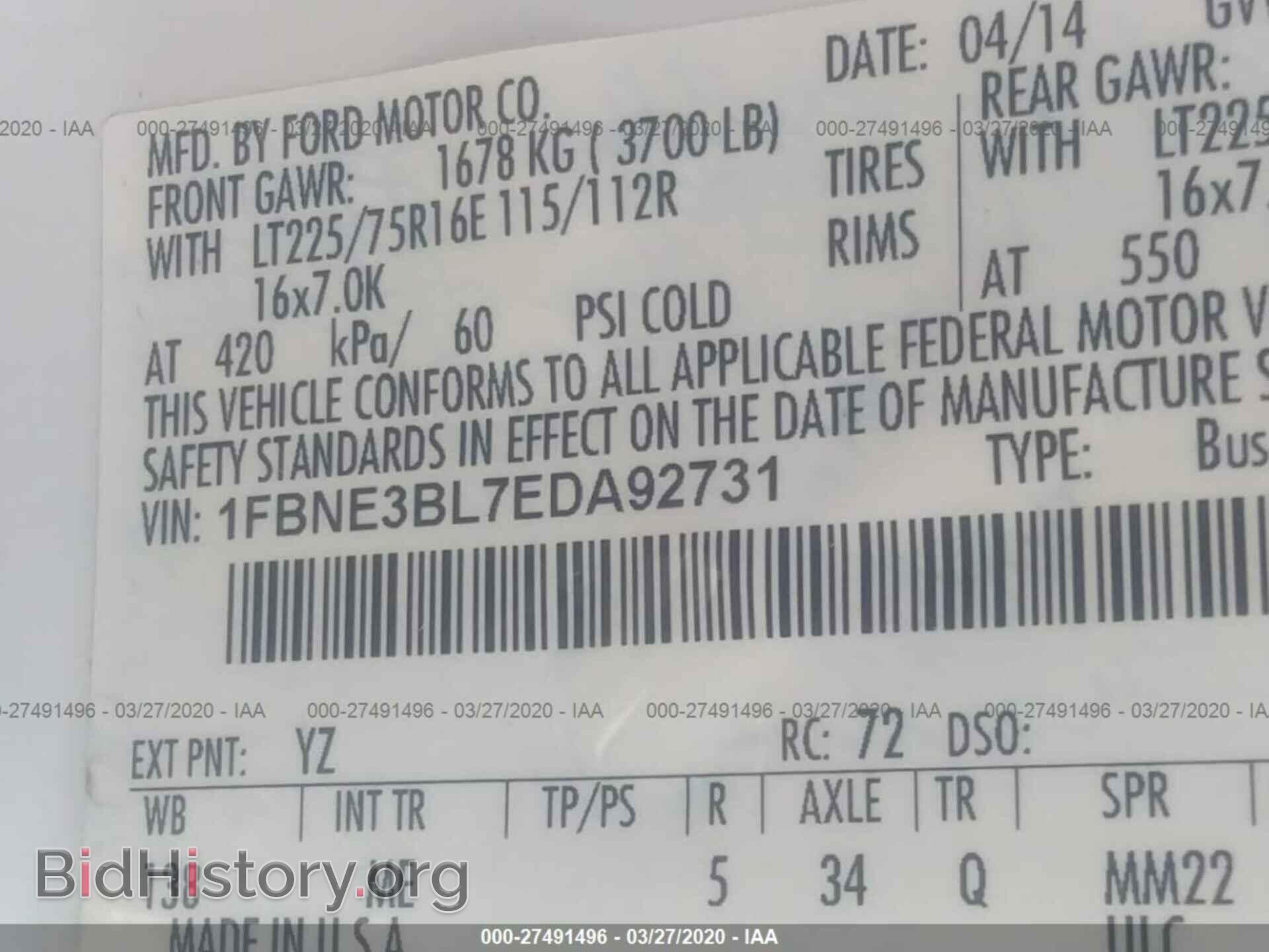 2014 FORD ECONOLINE - VIN: 1FBNE3BL7EDA92731 - Photo 9