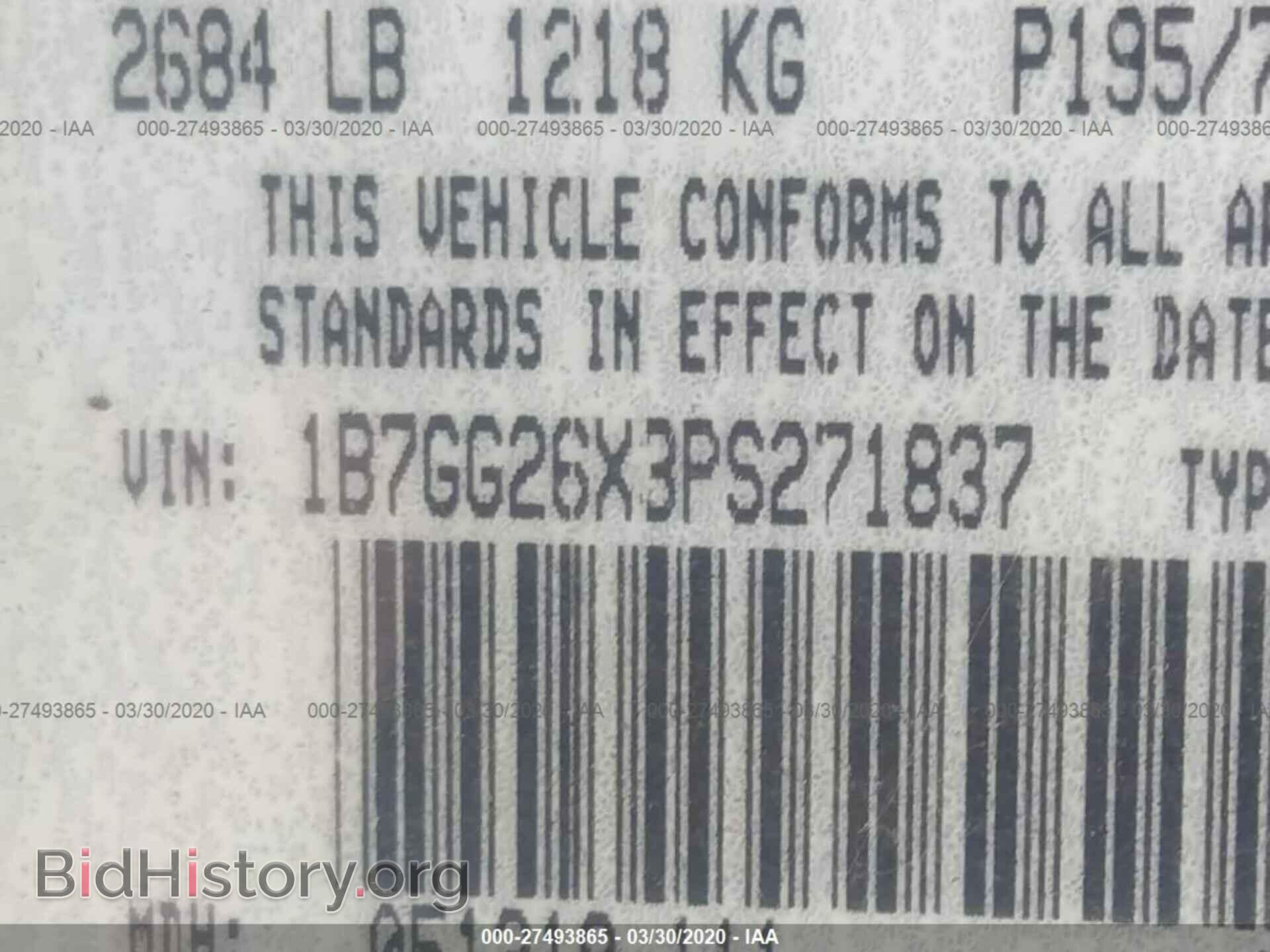 1993 DODGE DAKOTA - VIN: 1B7GG26X3PS271837 - Фото 9