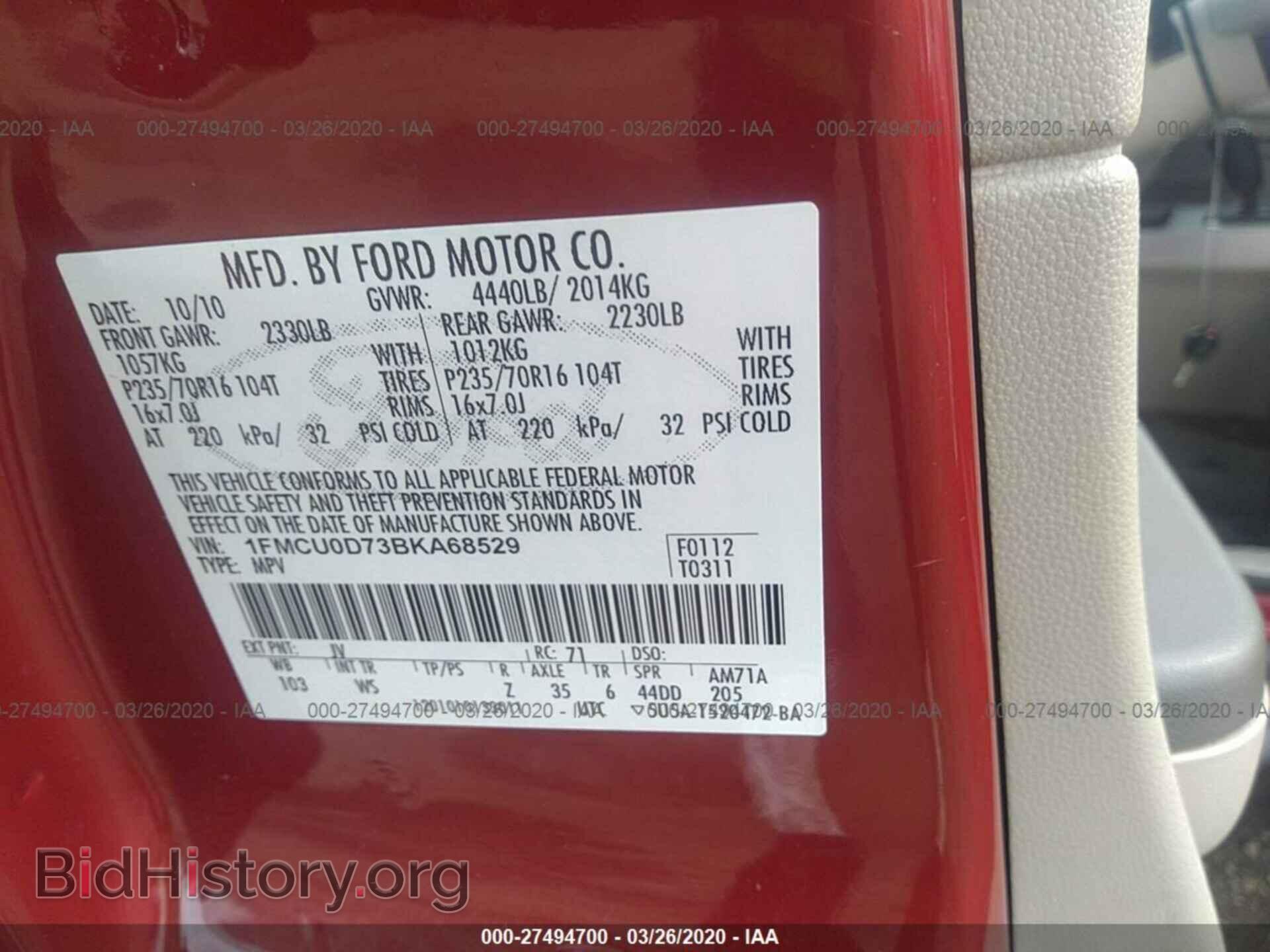 2011 FORD ESCAPE - VIN: 1FMCU0D73BKA68529 - Photo 9