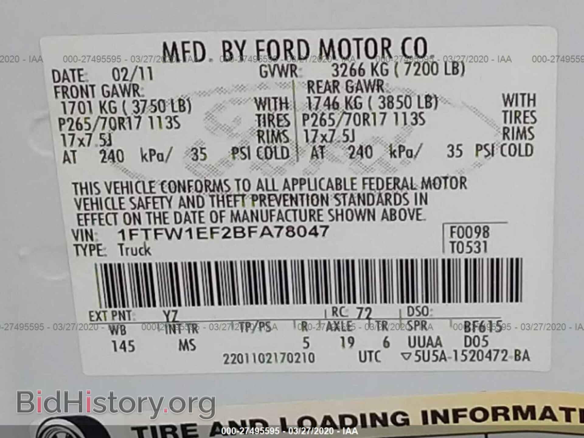 2011 FORD F150 - VIN: 1FTFW1EF2BFA78047 - Фото 9