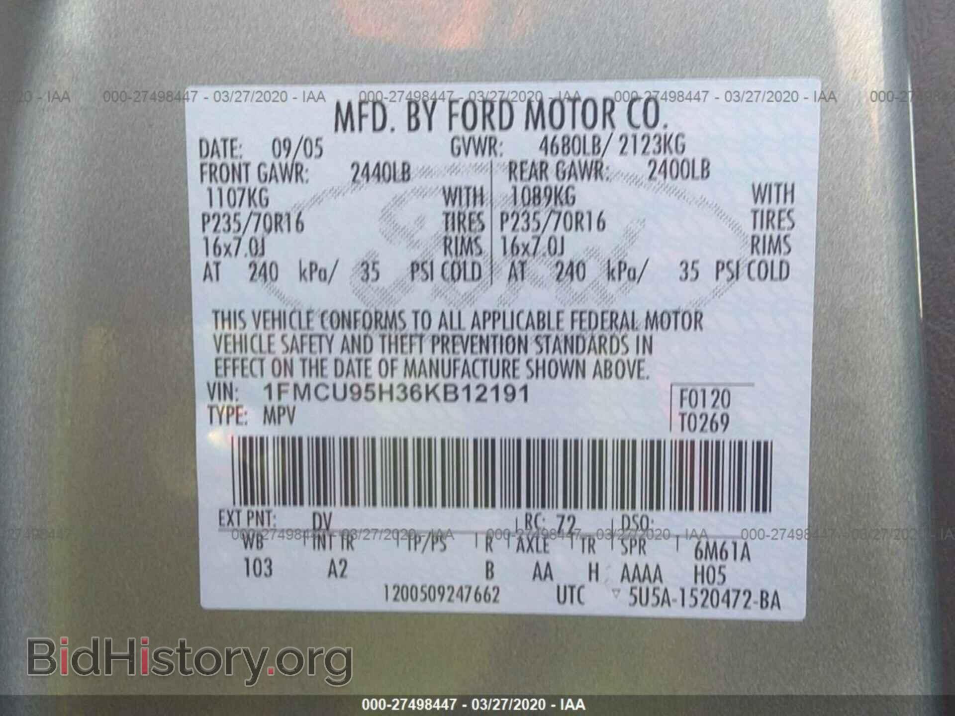 2006 FORD ESCAPE - VIN: 1FMCU95H36KB12191 - Фото 9