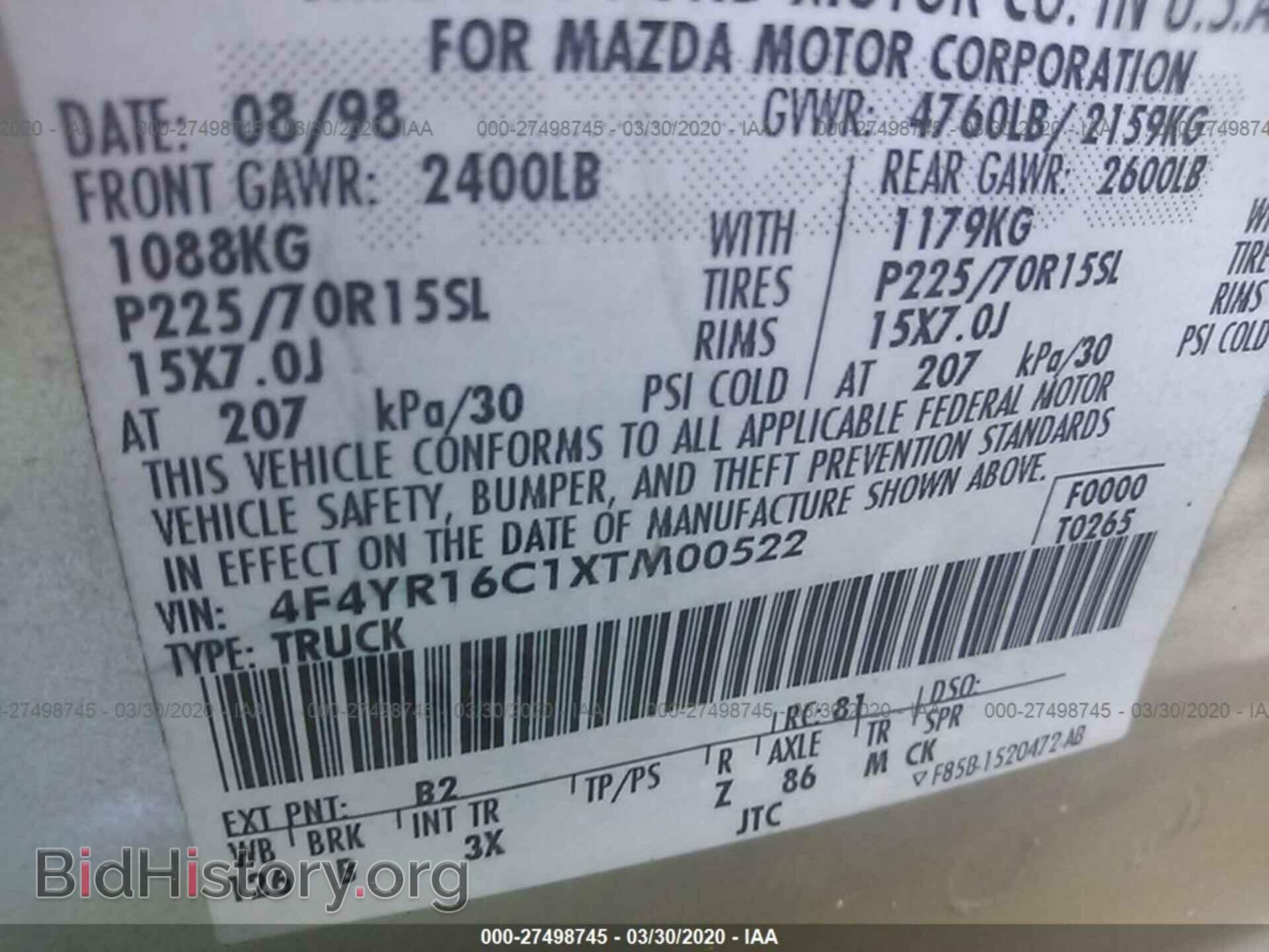 1999 MAZDA B2500 - VIN: 4F4YR16C1XTM00522 - Photo 9