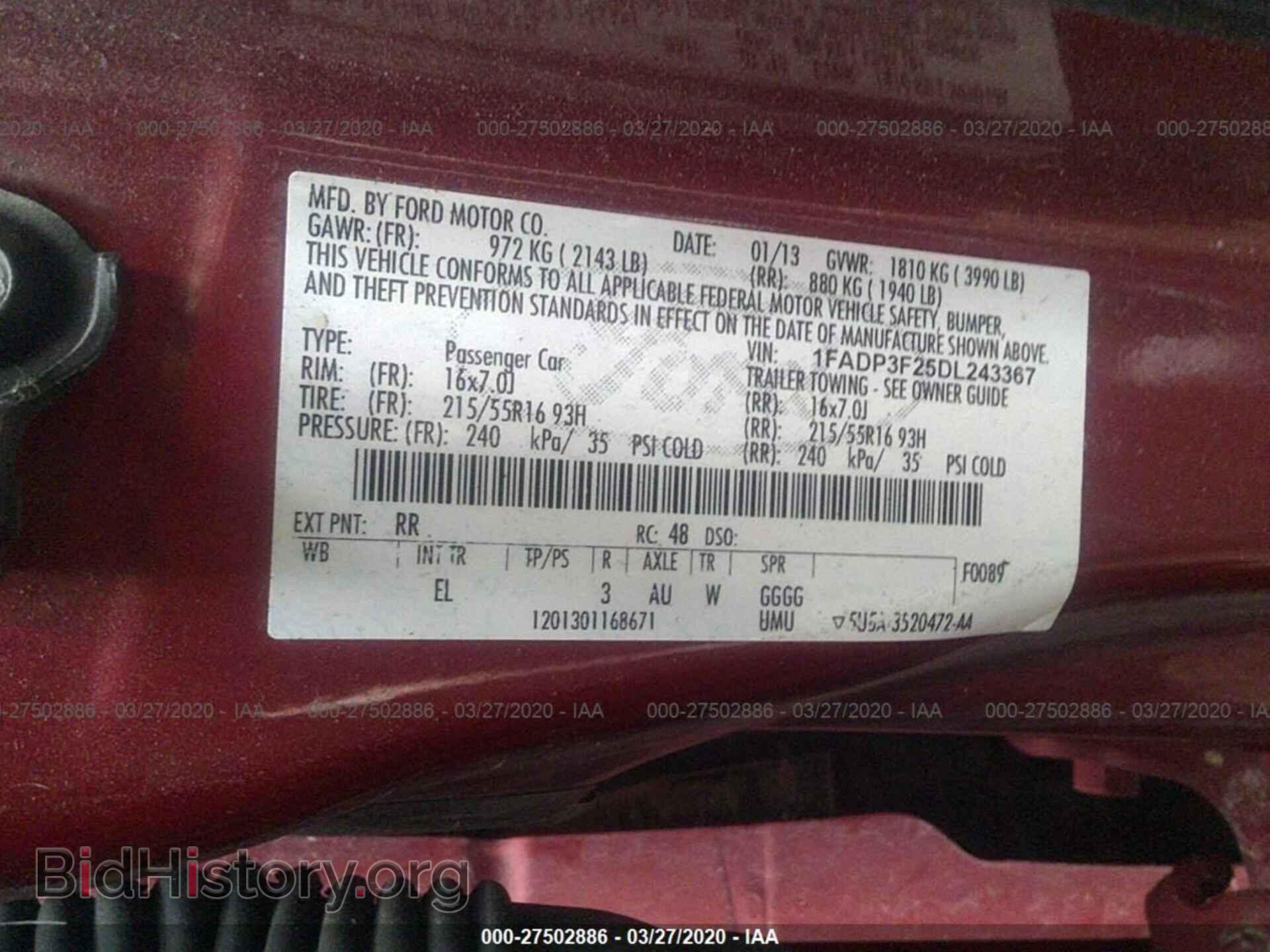 2013 FORD FOCUS - VIN: 1FADP3F25DL243367 - Фото 9