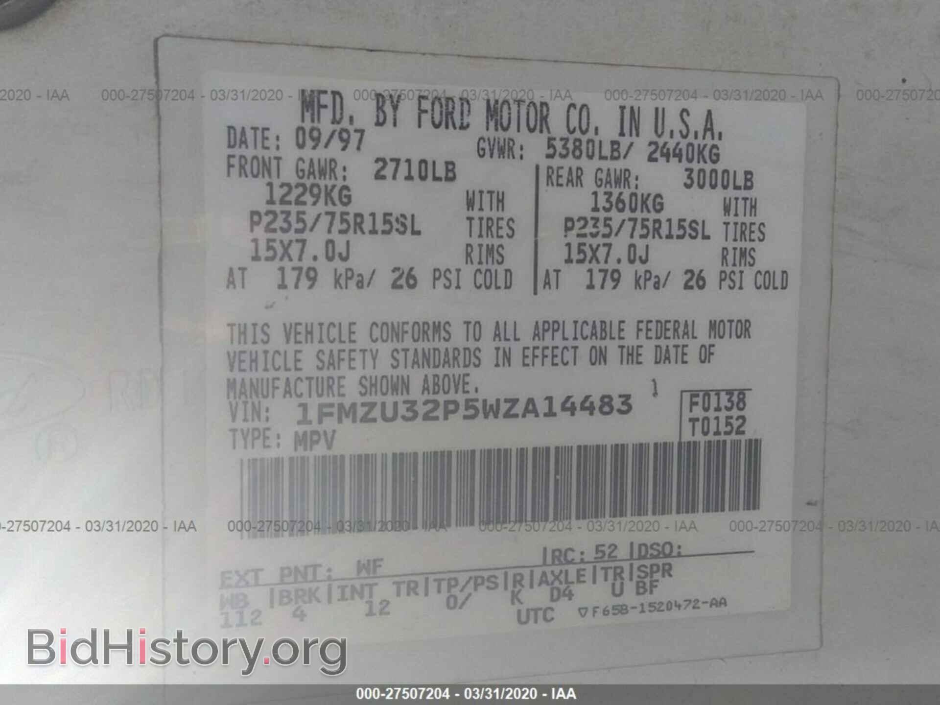 1998 FORD EXPLORER - VIN: 1FMZU32P5WZA14483 - Фото 9