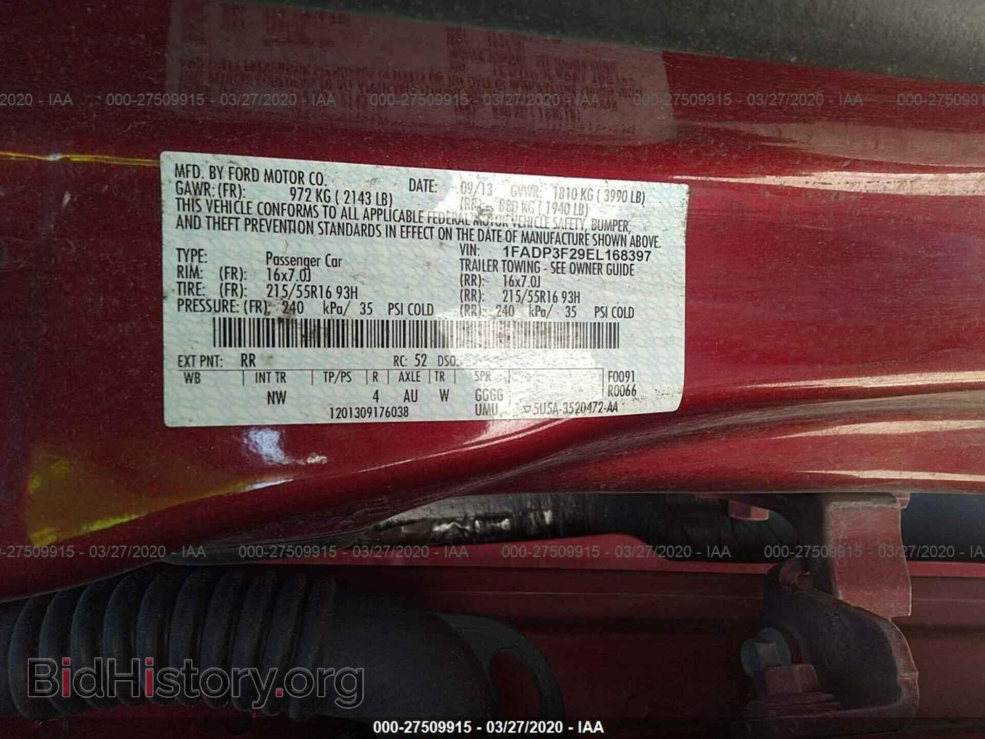 2014 FORD FOCUS - VIN: 1FADP3F29EL168397 - Фото 9