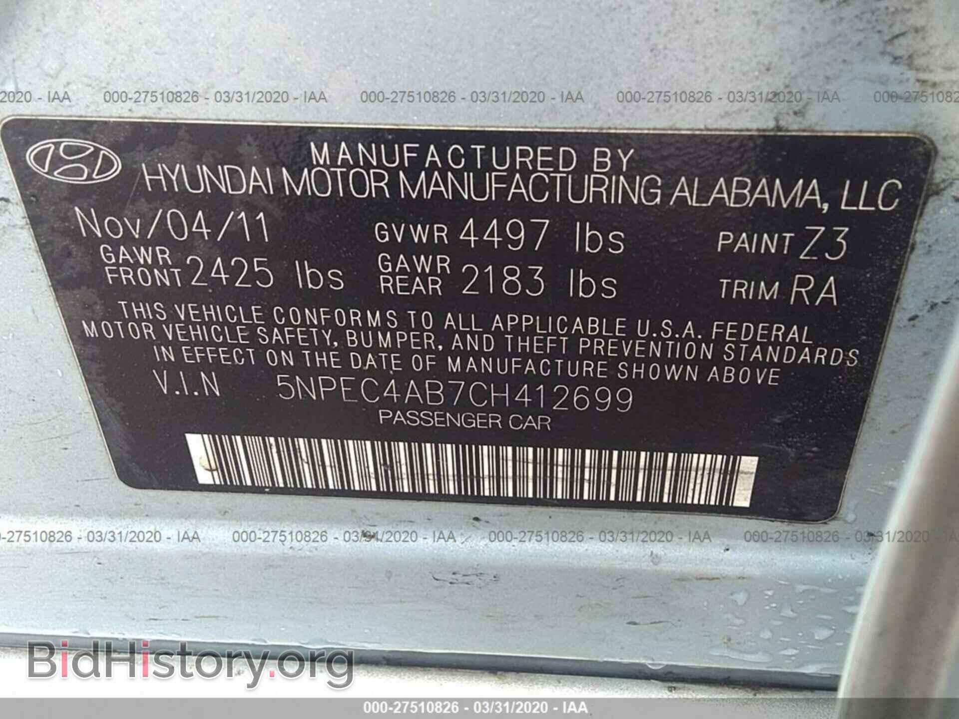 2012 HYUNDAI SONATA - VIN: 5NPEC4AB7CH412699 - Photo 9