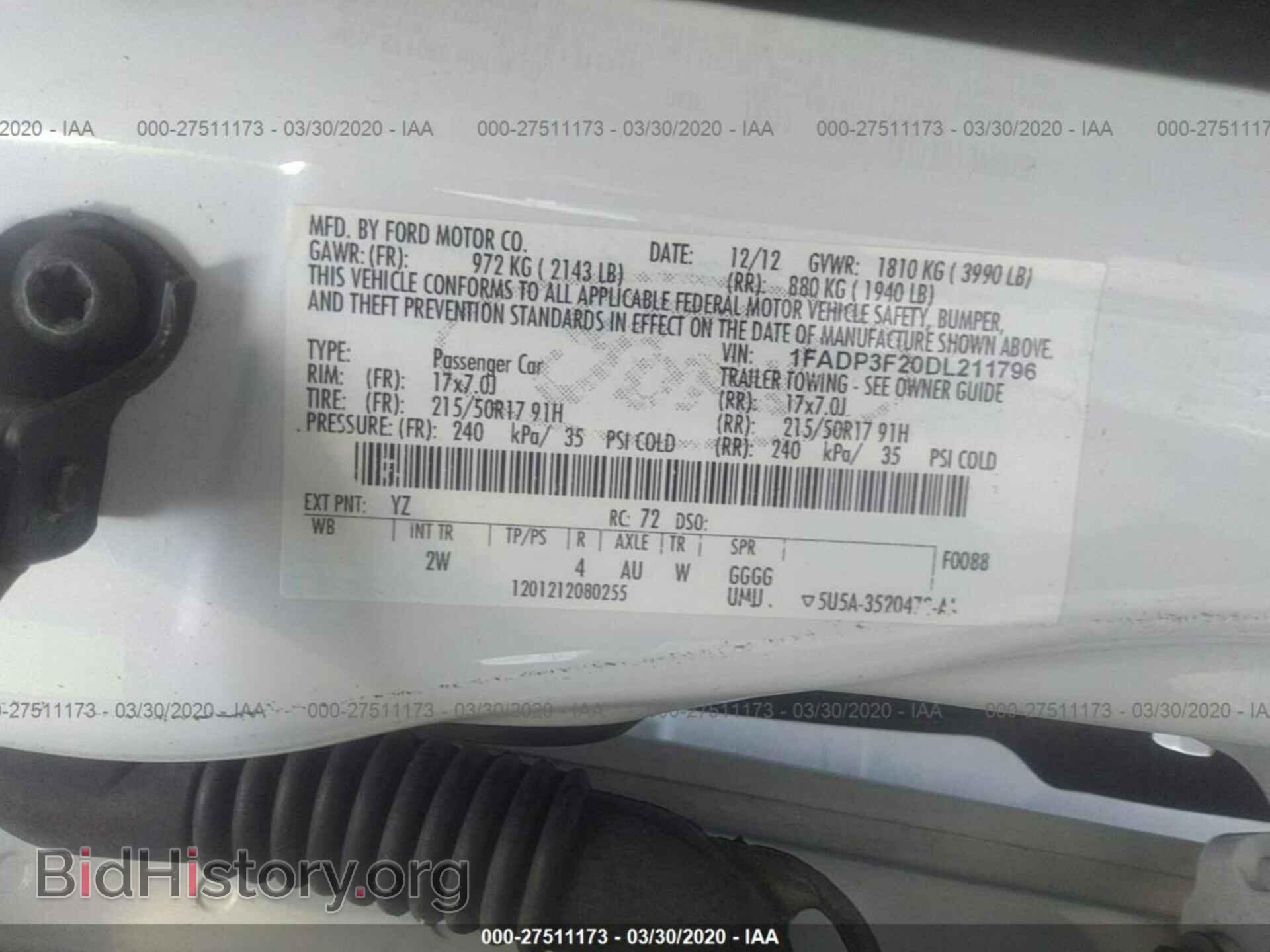2013 FORD FOCUS - VIN: 1FADP3F20DL211796 - Фото 9