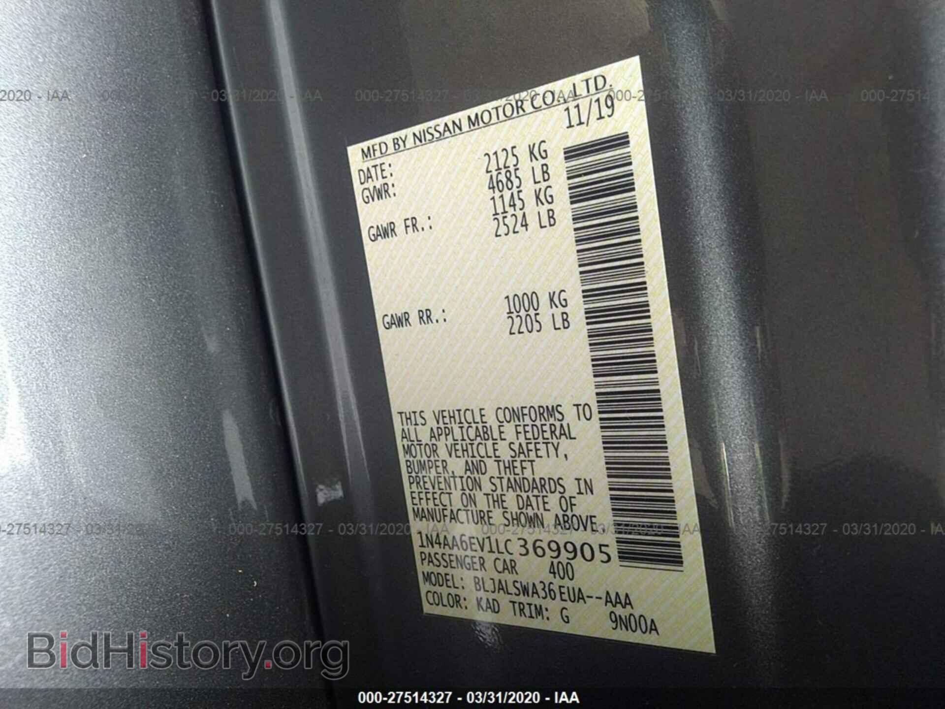 2020 NISSAN MAXIMA - VIN: 1N4AA6EV1LC369905 - Фото 9