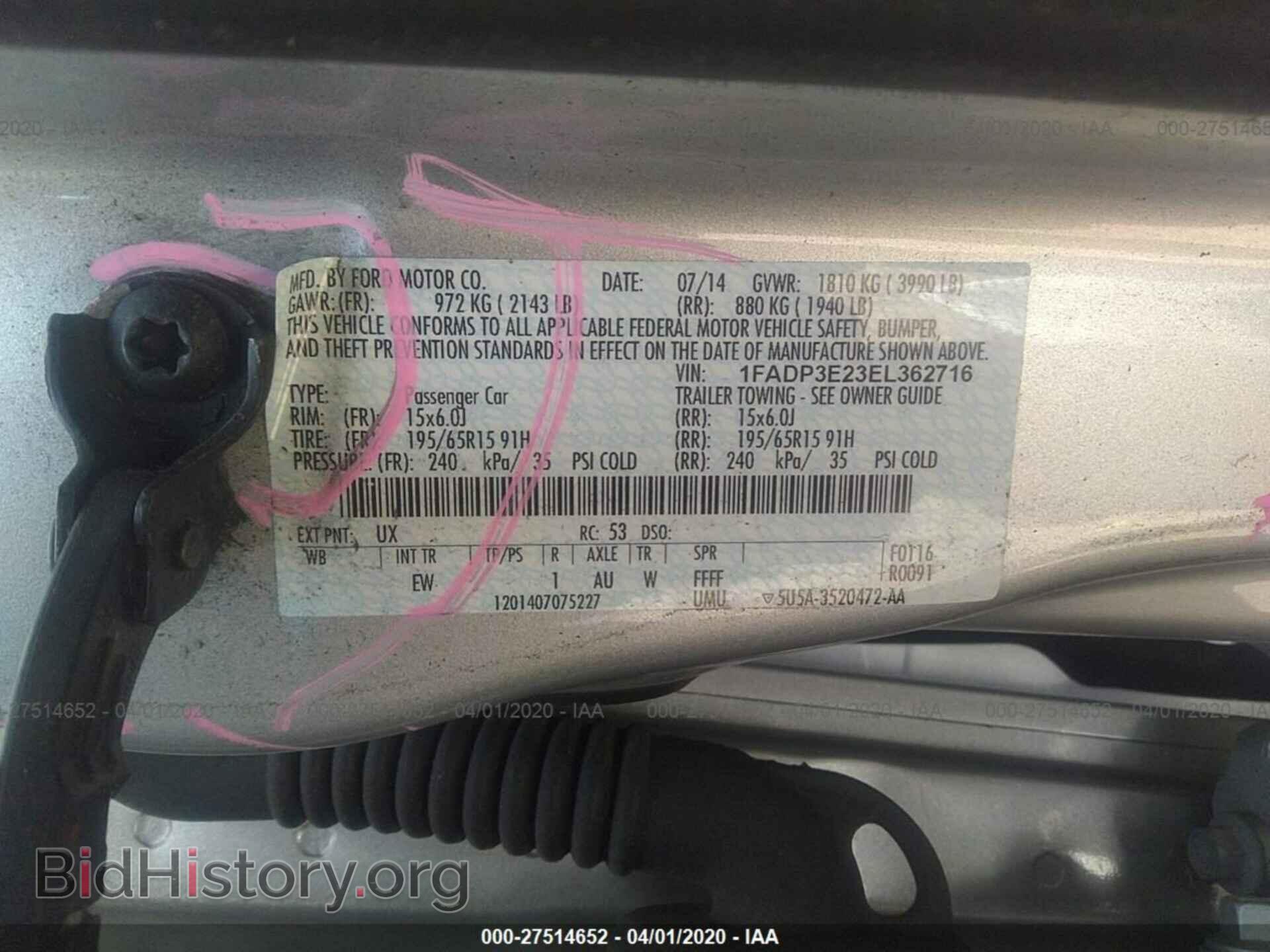 2014 FORD FOCUS - VIN: 1FADP3E23EL362716 - Фото 9