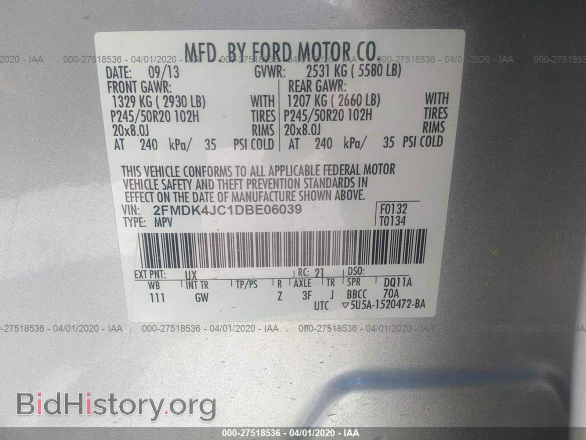2013 FORD EDGE - VIN: 2FMDK4JC1DBE06039 - Photo 9