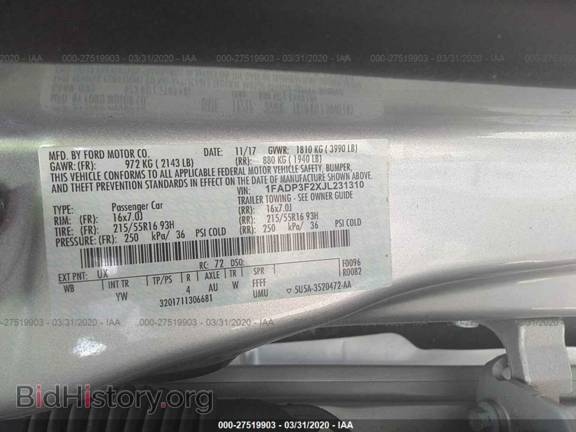 2018 FORD FOCUS - VIN: 1FADP3F2XJL231310 - Фото 9