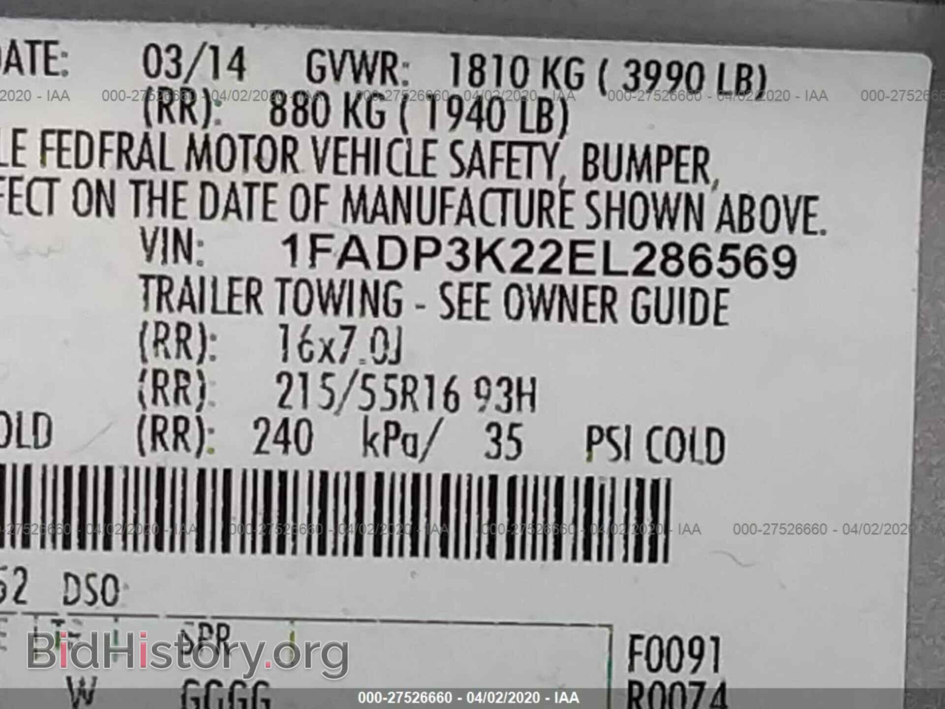2014 FORD FOCUS - VIN: 1FADP3K22EL286569 - Фото 9