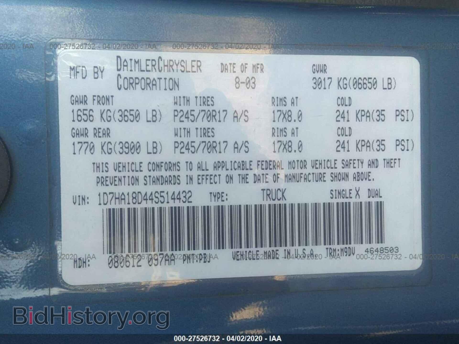 2004 DODGE RAM 1500 - VIN: 1D7HA18D44S514432 - Photo 9