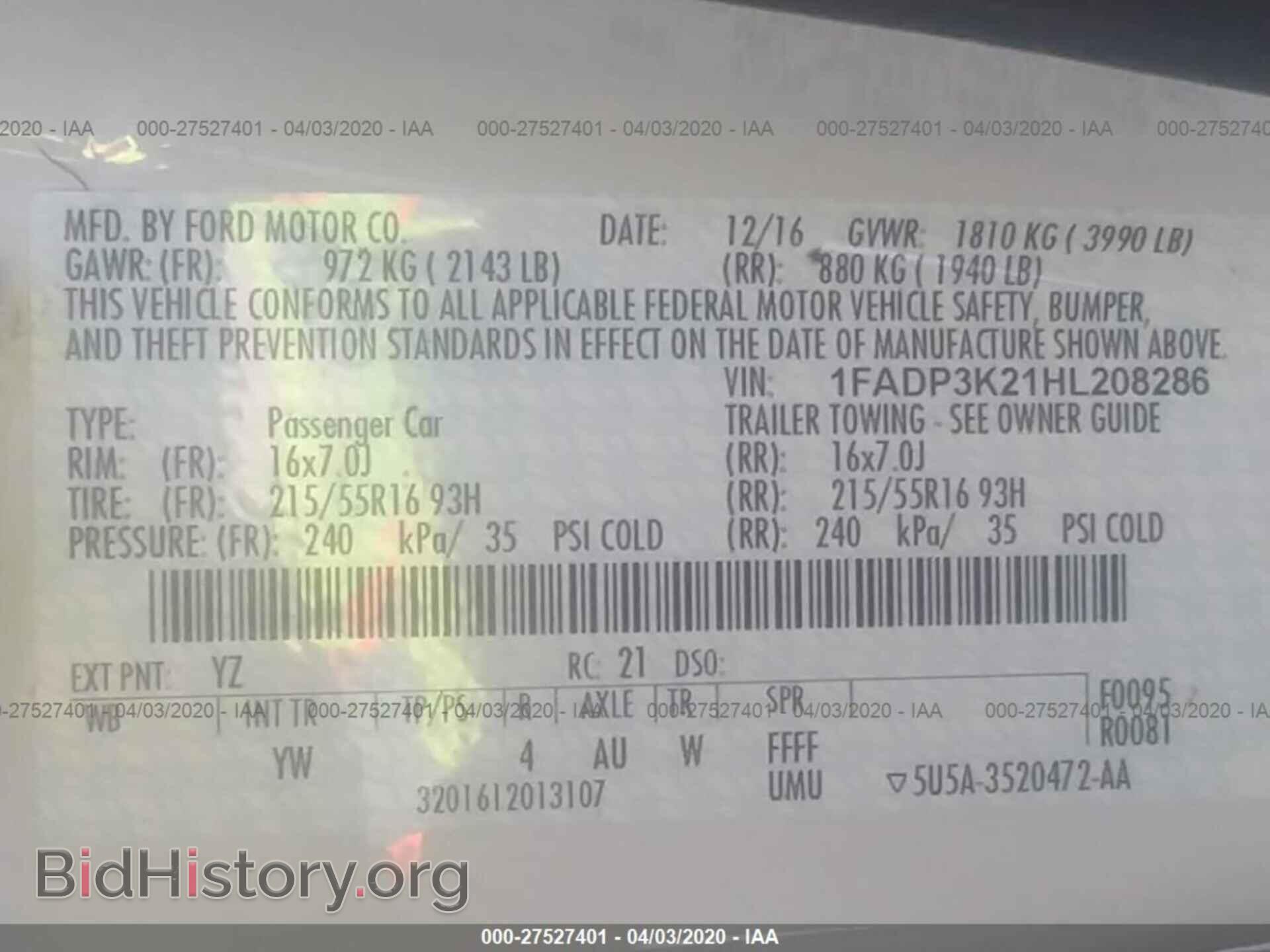 2017 FORD FOCUS - VIN: 1FADP3K21HL208286 - Фото 9