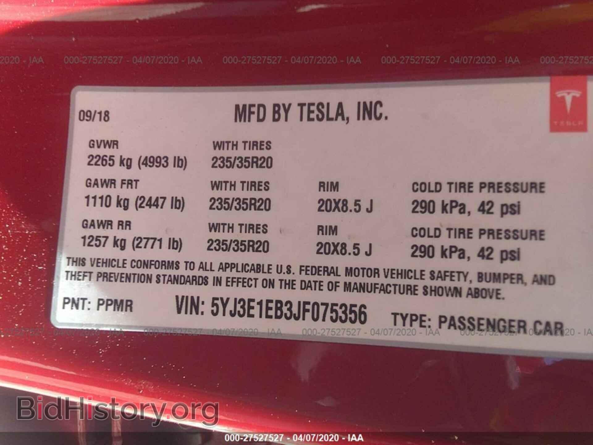 2018 TESLA MODEL 3 - VIN: 5YJ3E1EB3JF075356 - Photo 9