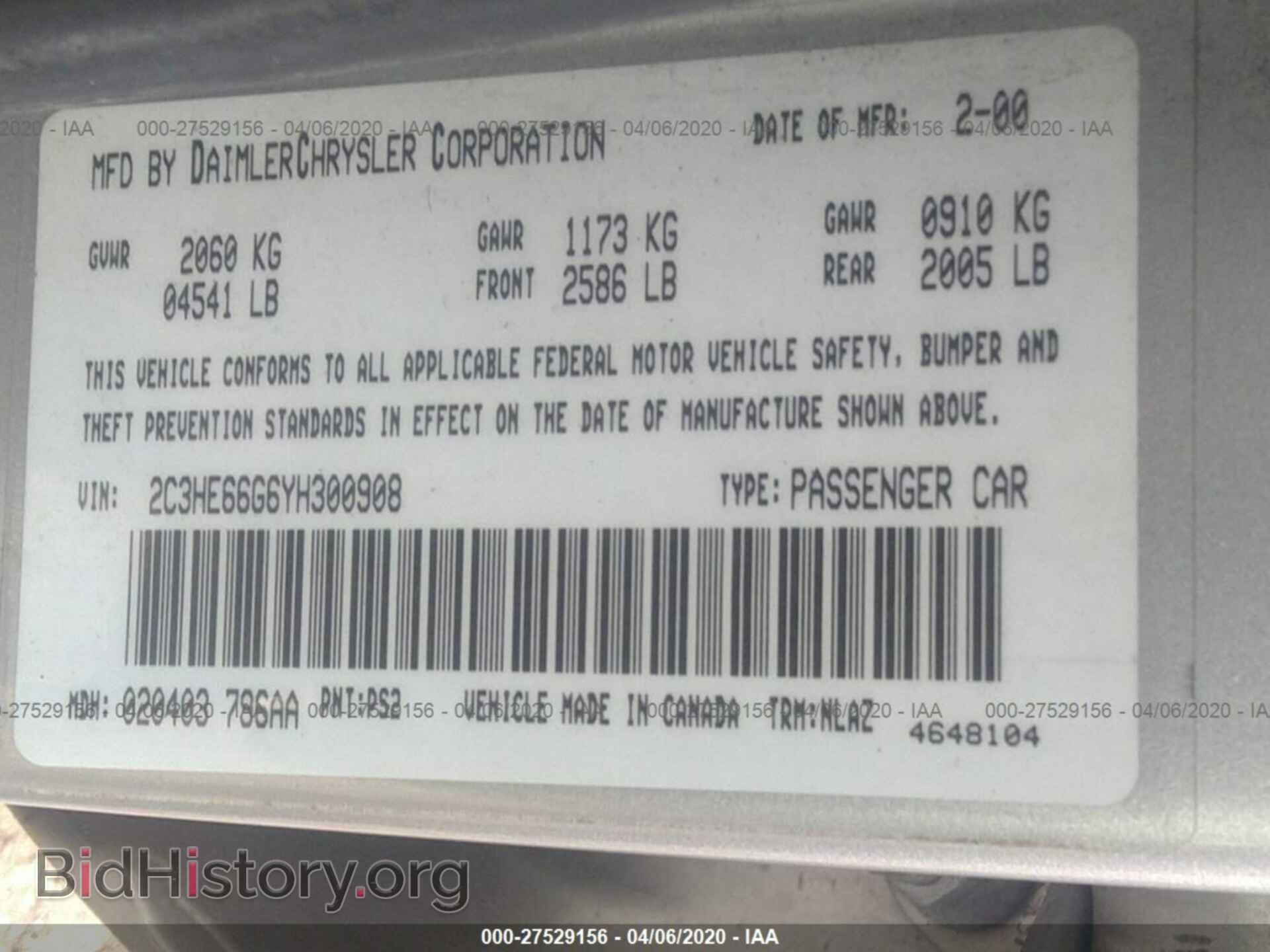 2000 CHRYSLER 300M - VIN: 2C3HE66G6YH300908 - Photo 9