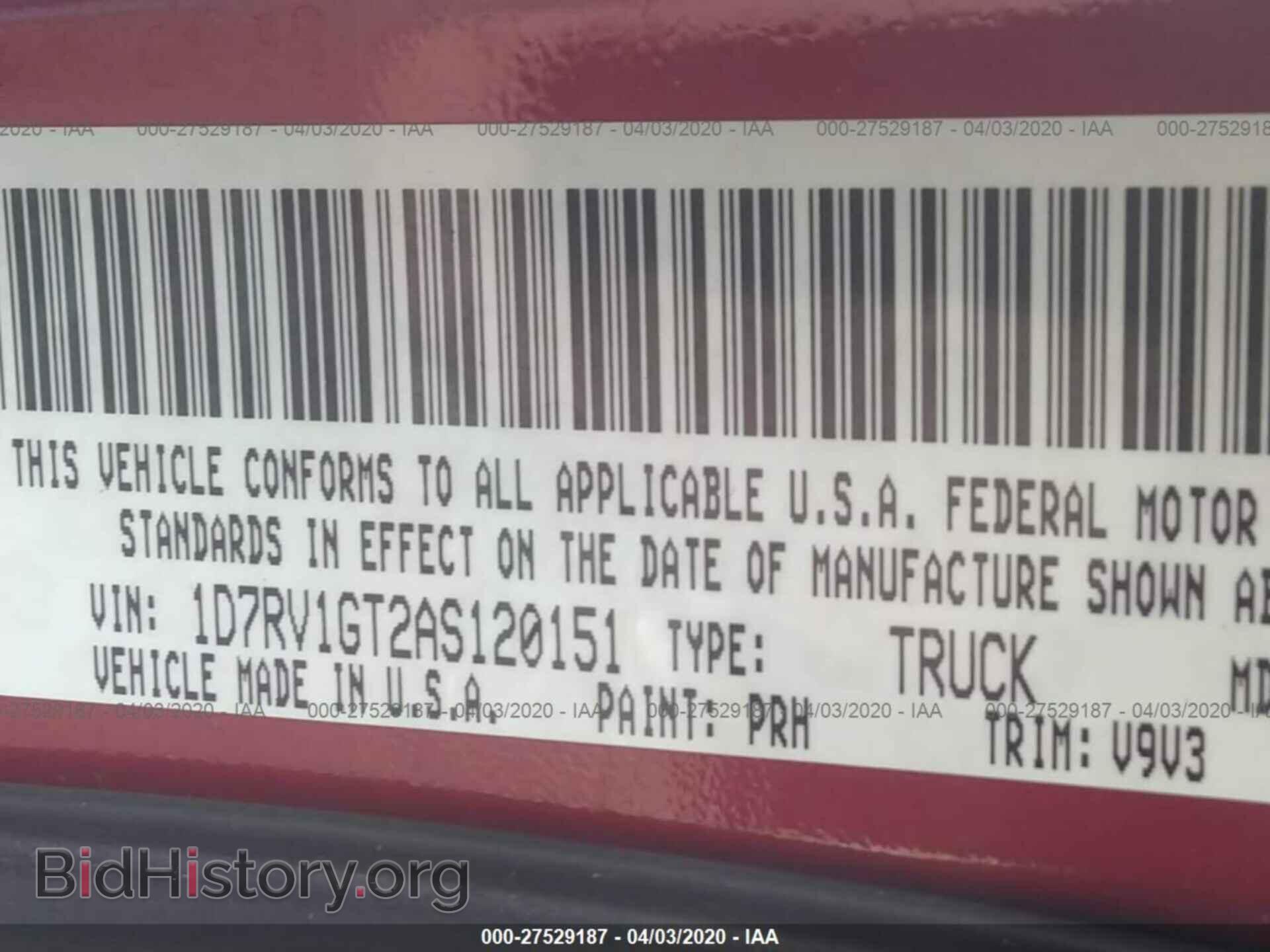 2010 DODGE RAM 1500 - VIN: 1D7RV1GT2AS120151 - Фото 9