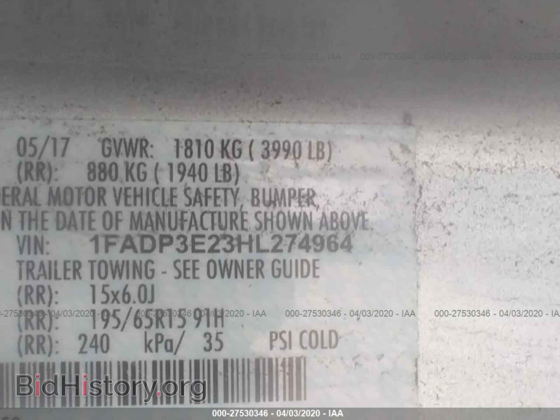 2017 FORD FOCUS - VIN: 1FADP3E23HL274964 - Фото 9