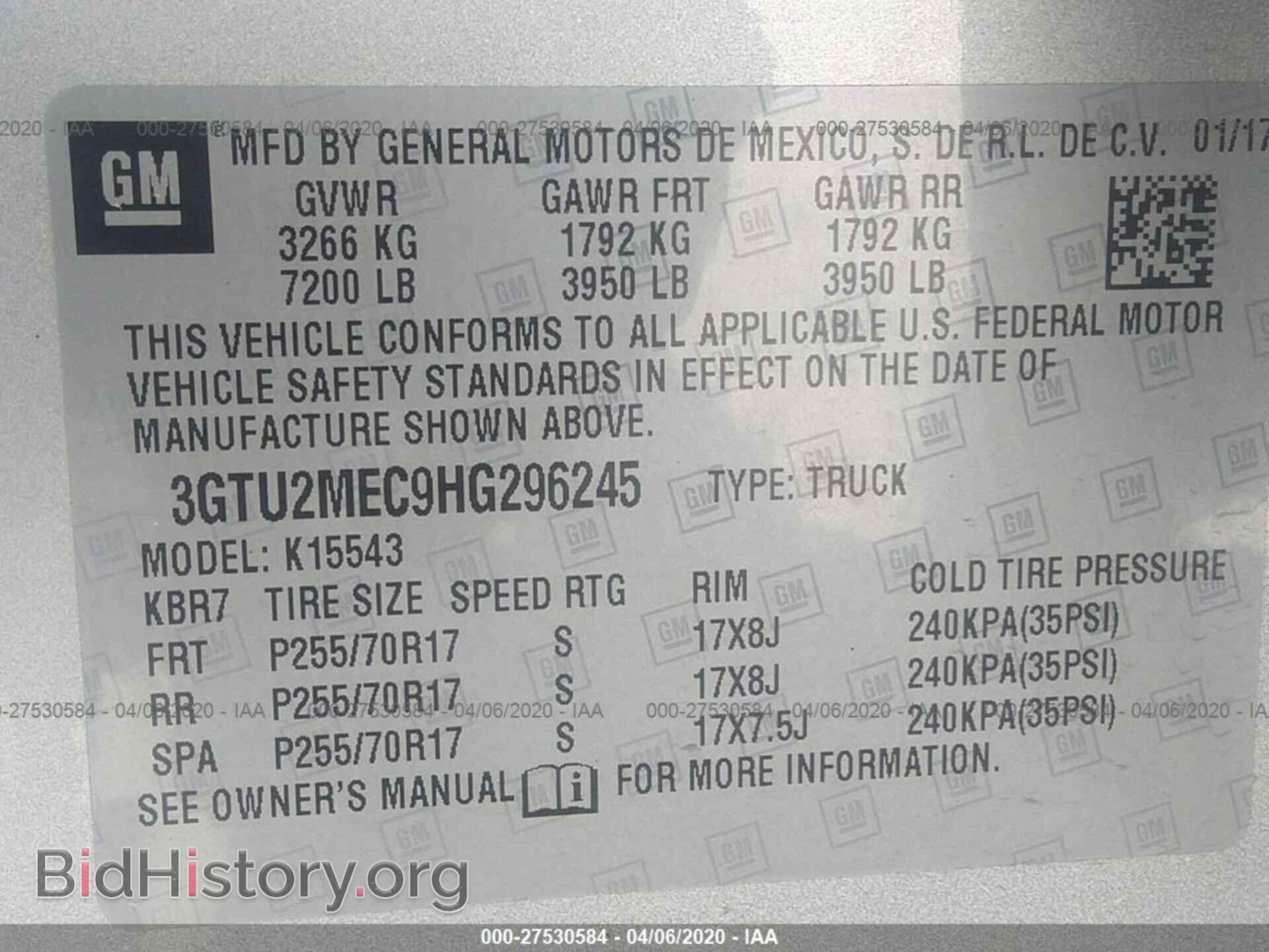 2017 GMC SIERRA - VIN: 3GTU2MEC9HG296245 - Фото 9