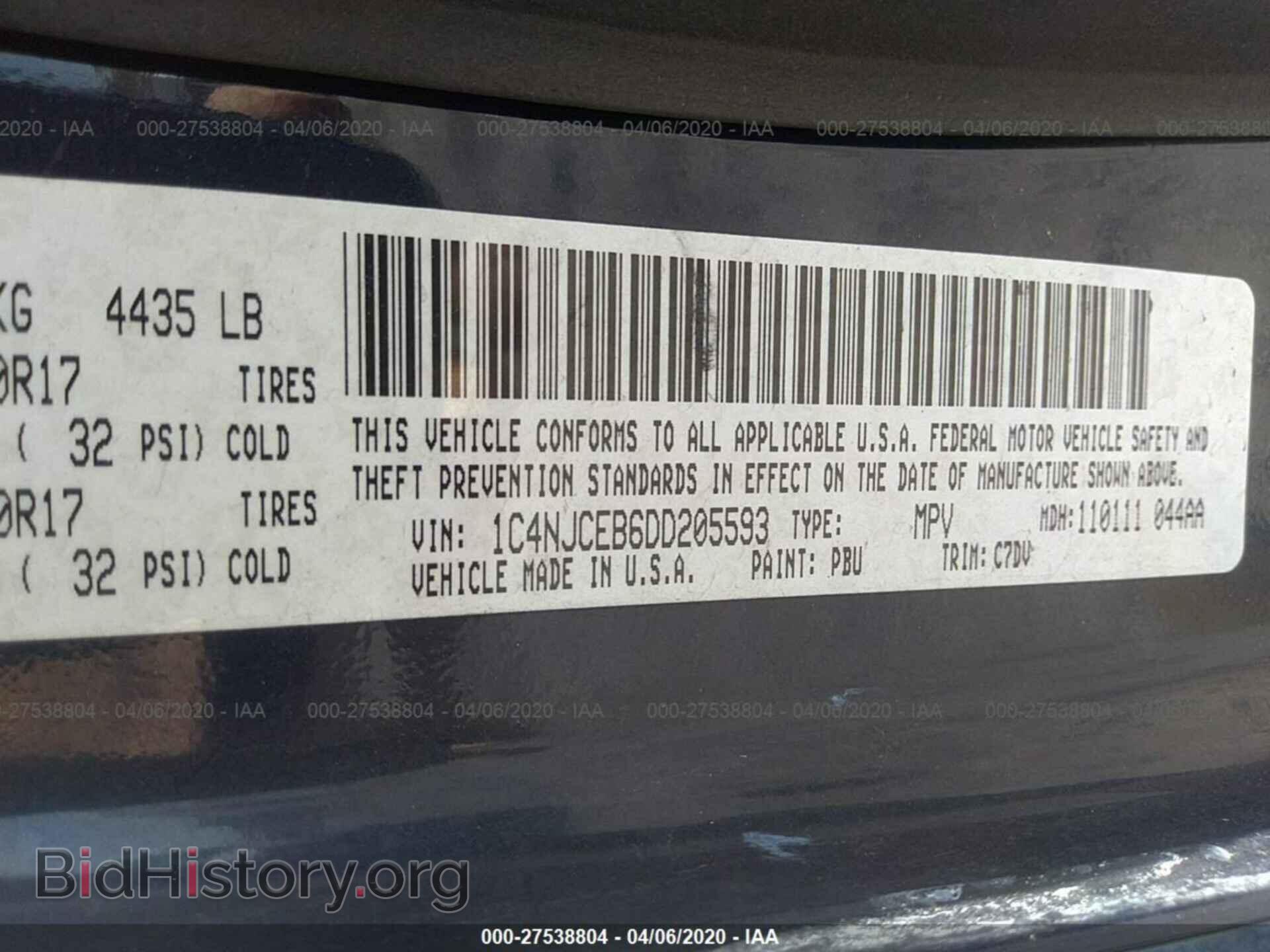 2013 JEEP COMPASS - VIN: 1C4NJCEB6DD205593 - Фото 9