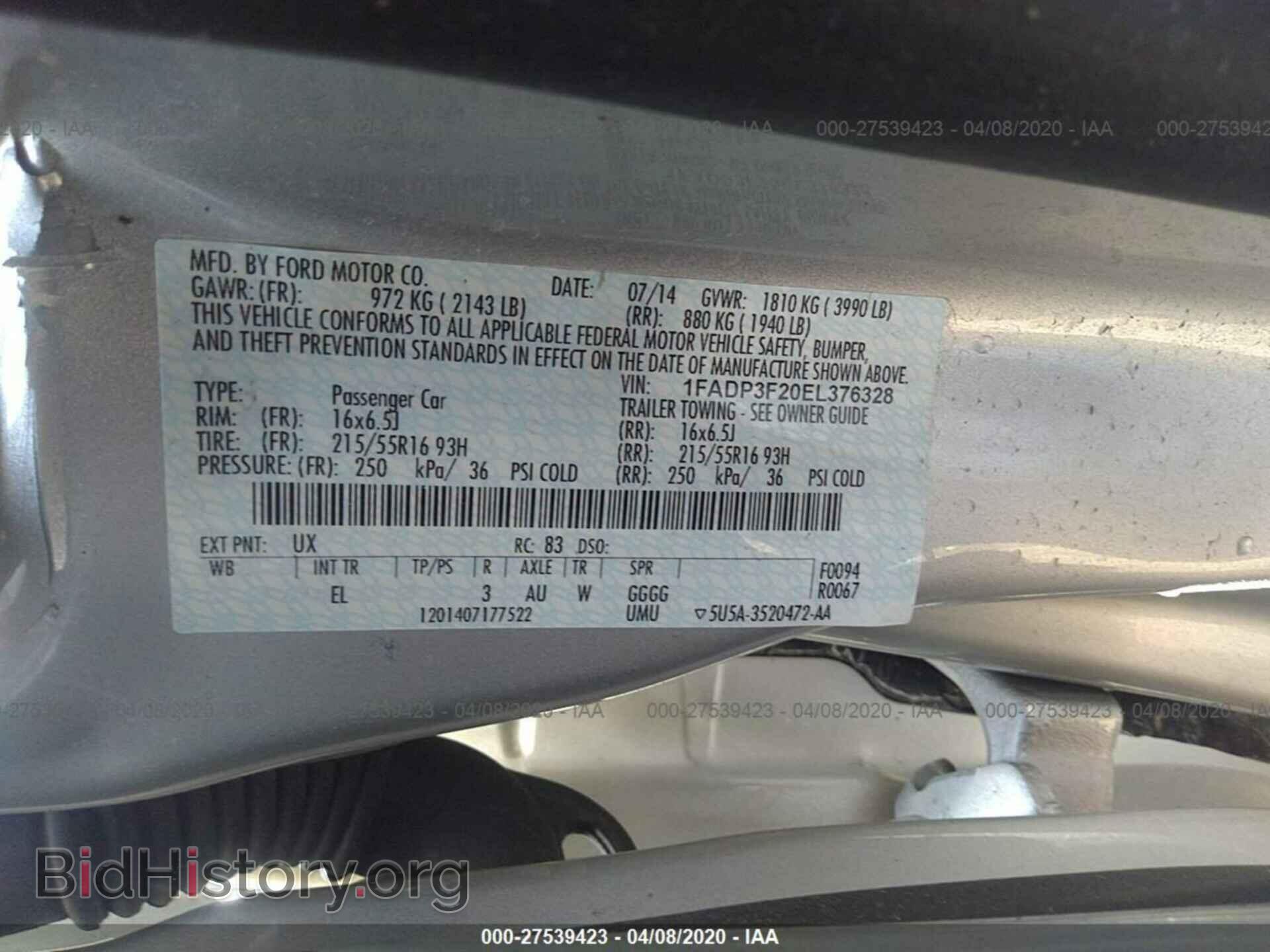 2014 FORD FOCUS - VIN: 1FADP3F20EL376328 - Фото 9