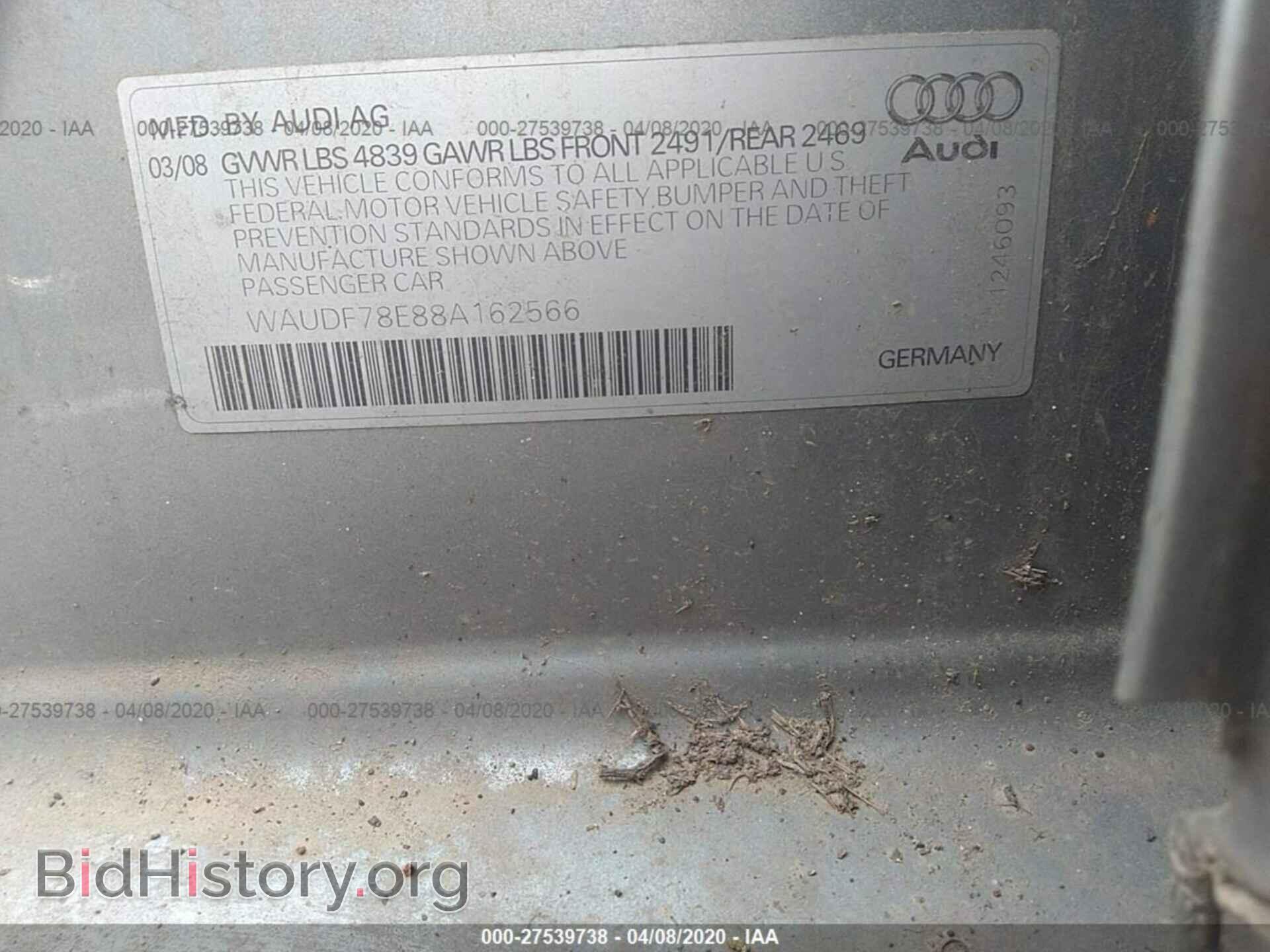 2008 AUDI A4 - VIN: WAUDF78E88A162566 - Фото 9