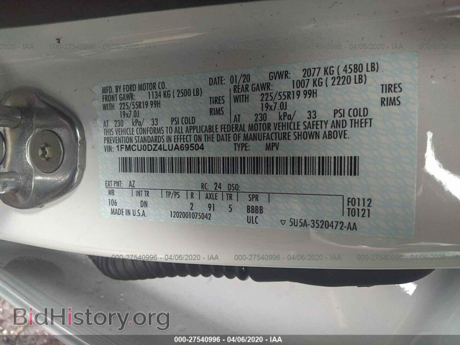 2020 FORD ESCAPE - VIN: 1FMCU0DZ4LUA69504 - Photo 9